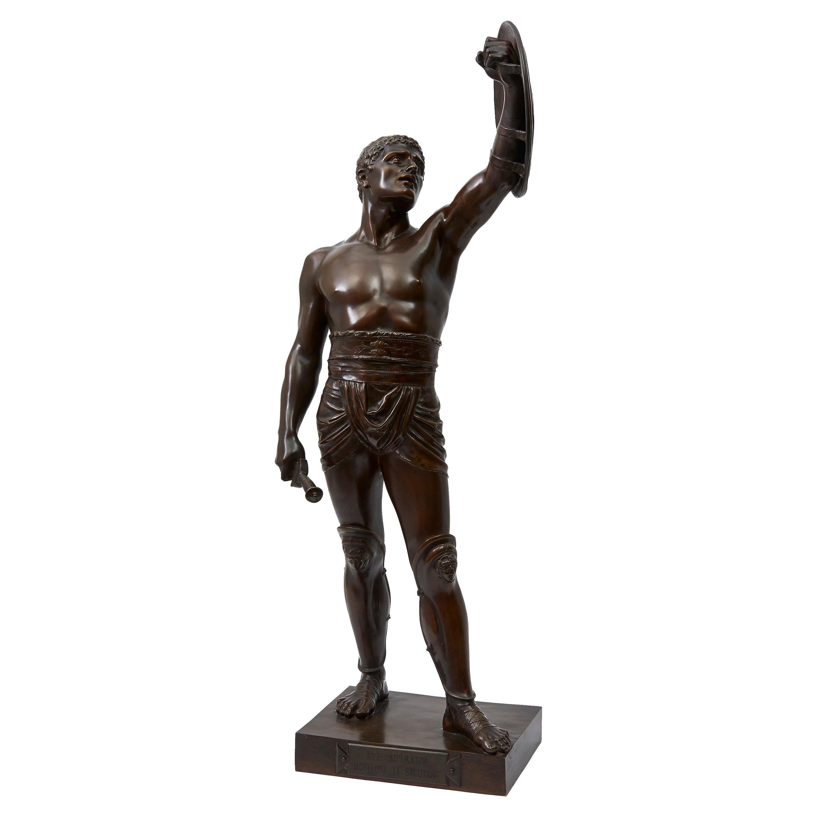 Bronze Sculpture of a Gladiator by French Sculptor Emile Guillemin, 1841-1907 For Sale