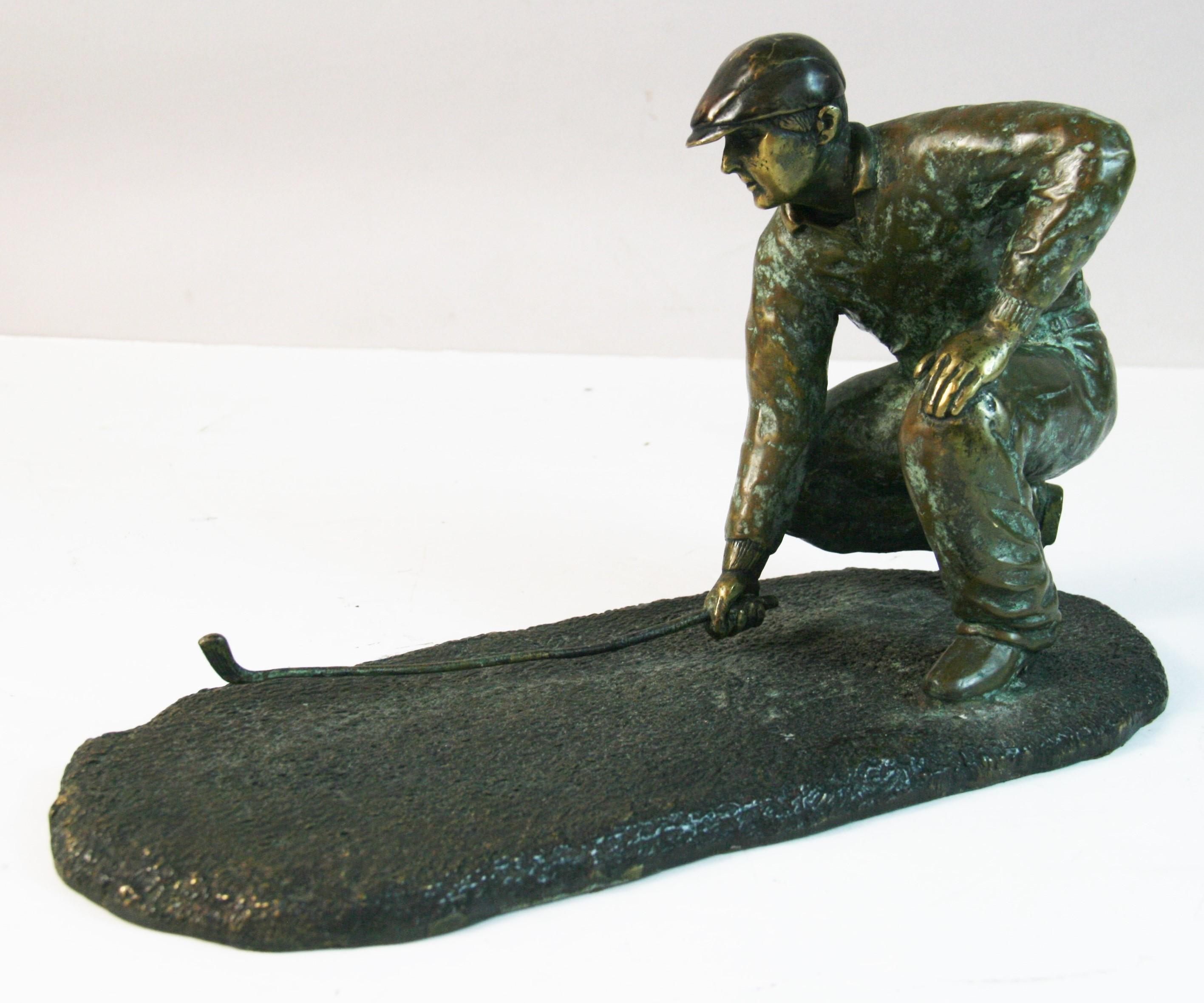 1760 Bronze sculpture of a golfer lining up his putt on the putting green
see 1758/59 for other golf bronze sculptures