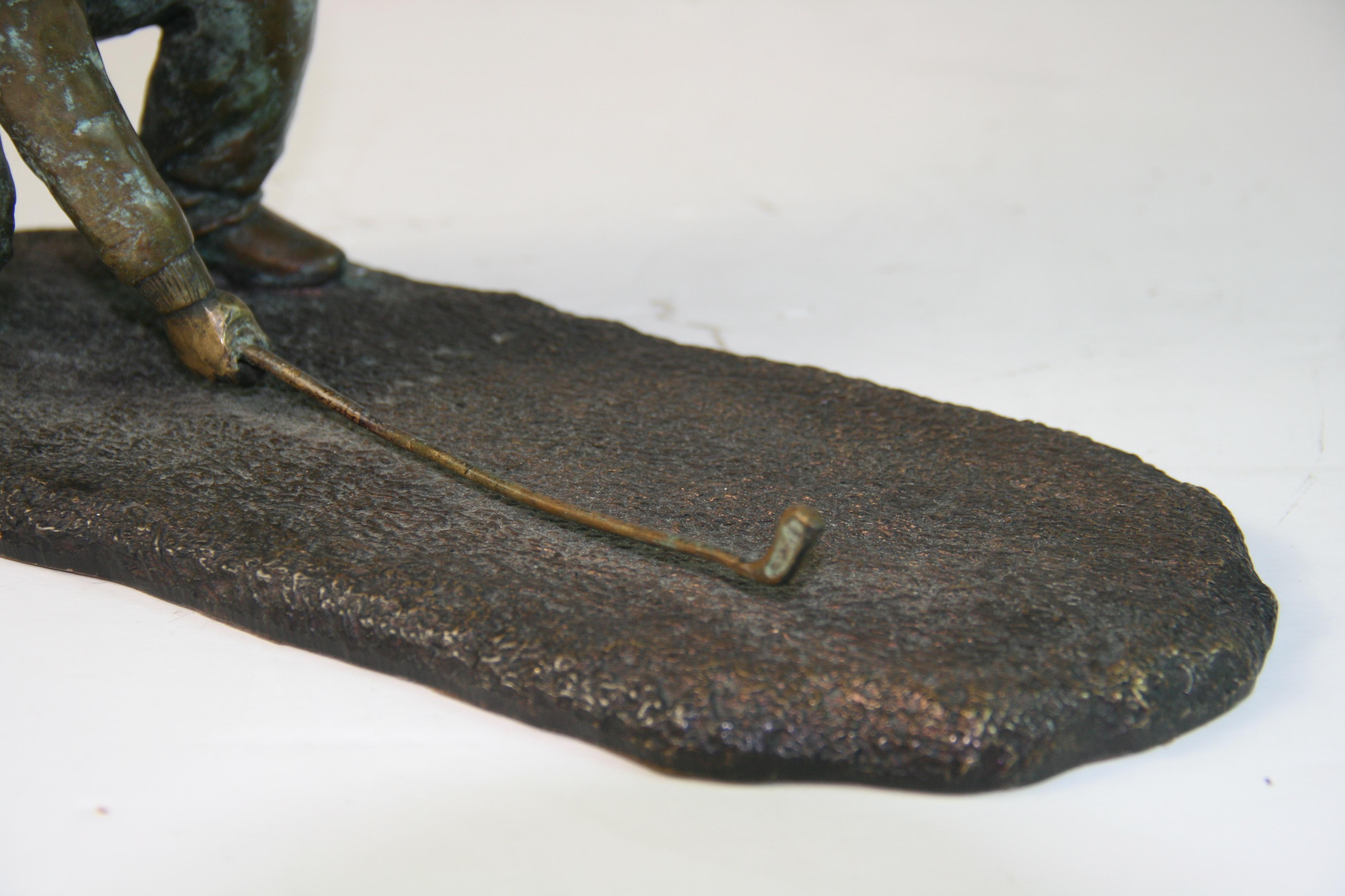Late 20th Century Golfer Bronze Sculpture 
