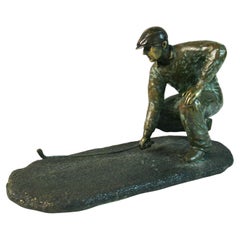 Golfer Bronze Sculpture " Lining Up His Putt on the Putting Green "