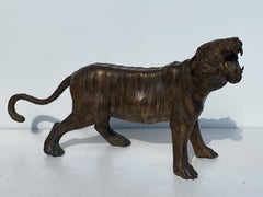 Bronze Sculpture of a Roaring Tiger