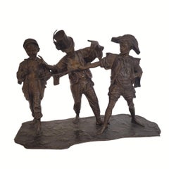 Bronzeskulptur einer Gruppe spielender Kinder von Francesco de Matteis