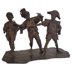 Bronzeskulptur einer Gruppe spielender Kinder von Francesco de Matteis