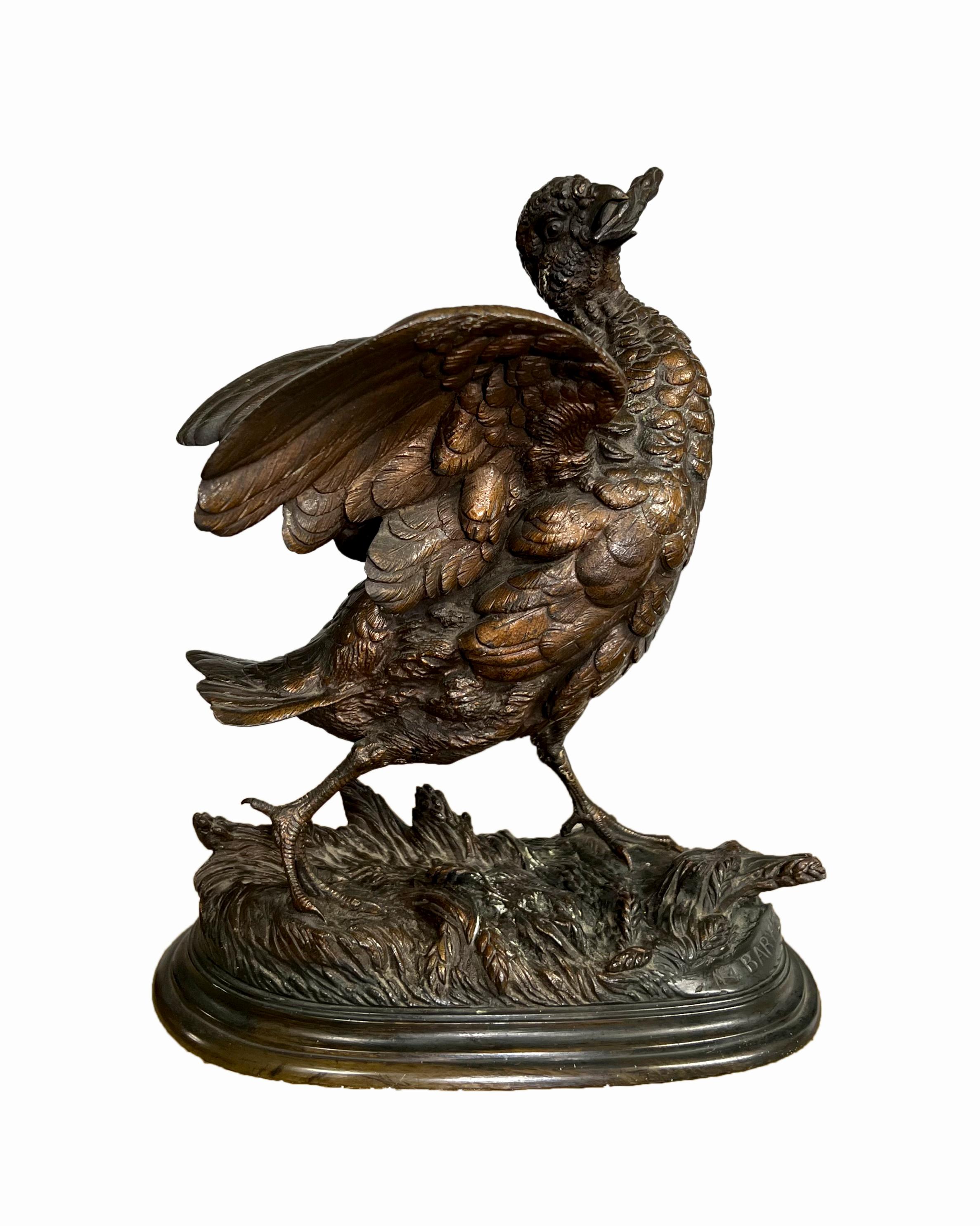 Bronze Sculpture of a Grouse by Alfred Barye In Good Condition For Sale In Los Angeles, CA