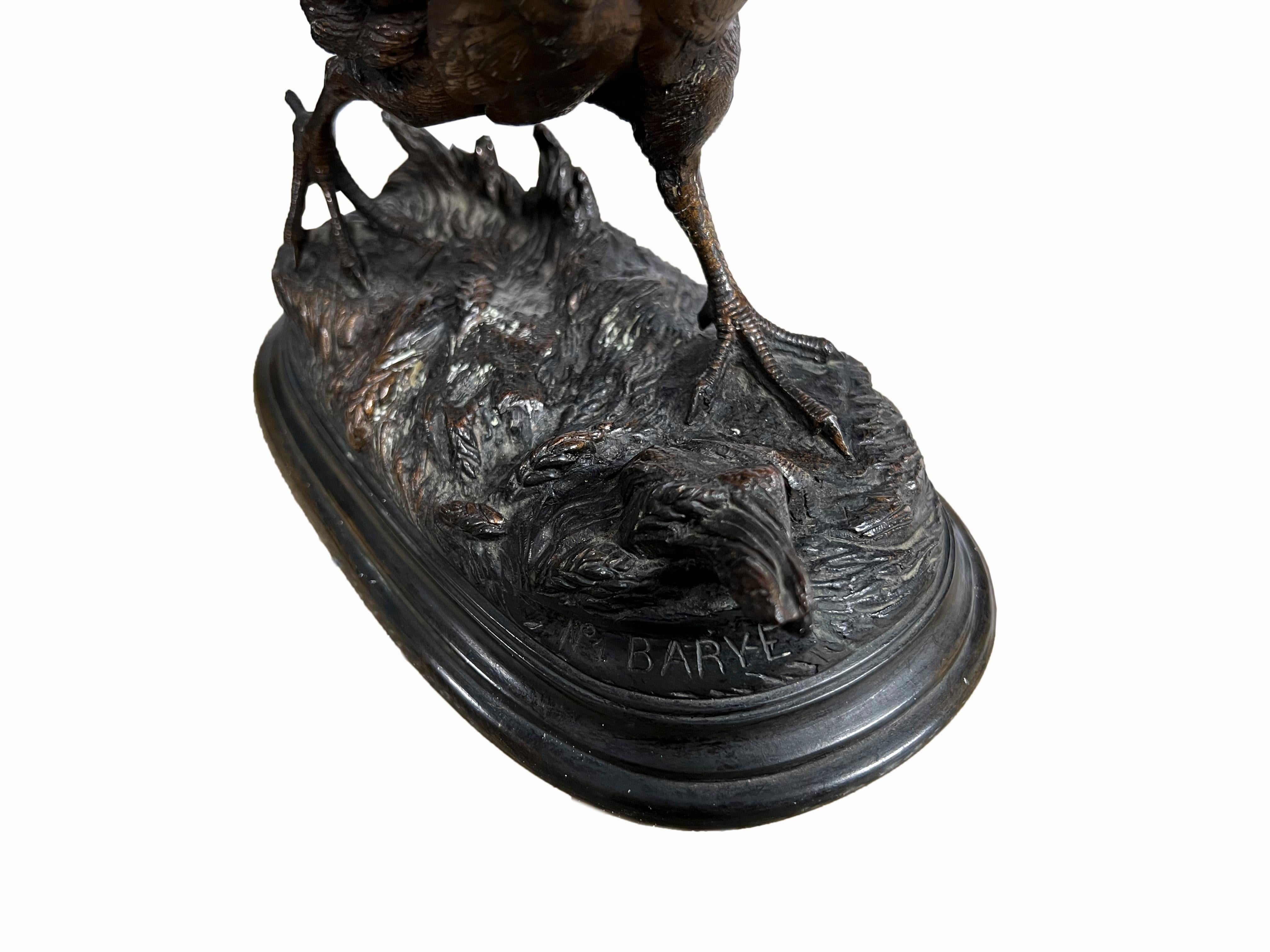 Bronze Sculpture of a Grouse by Alfred Barye For Sale 2