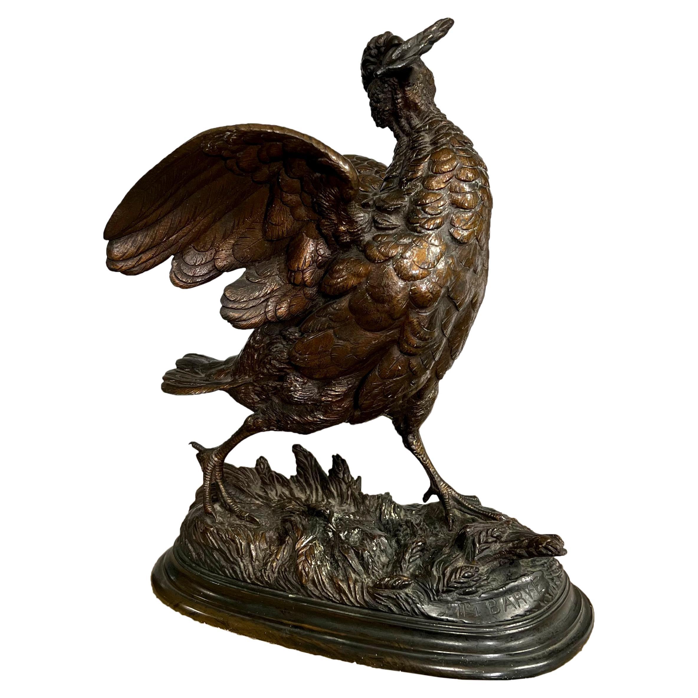 Bronze Sculpture of a Grouse by Alfred Barye