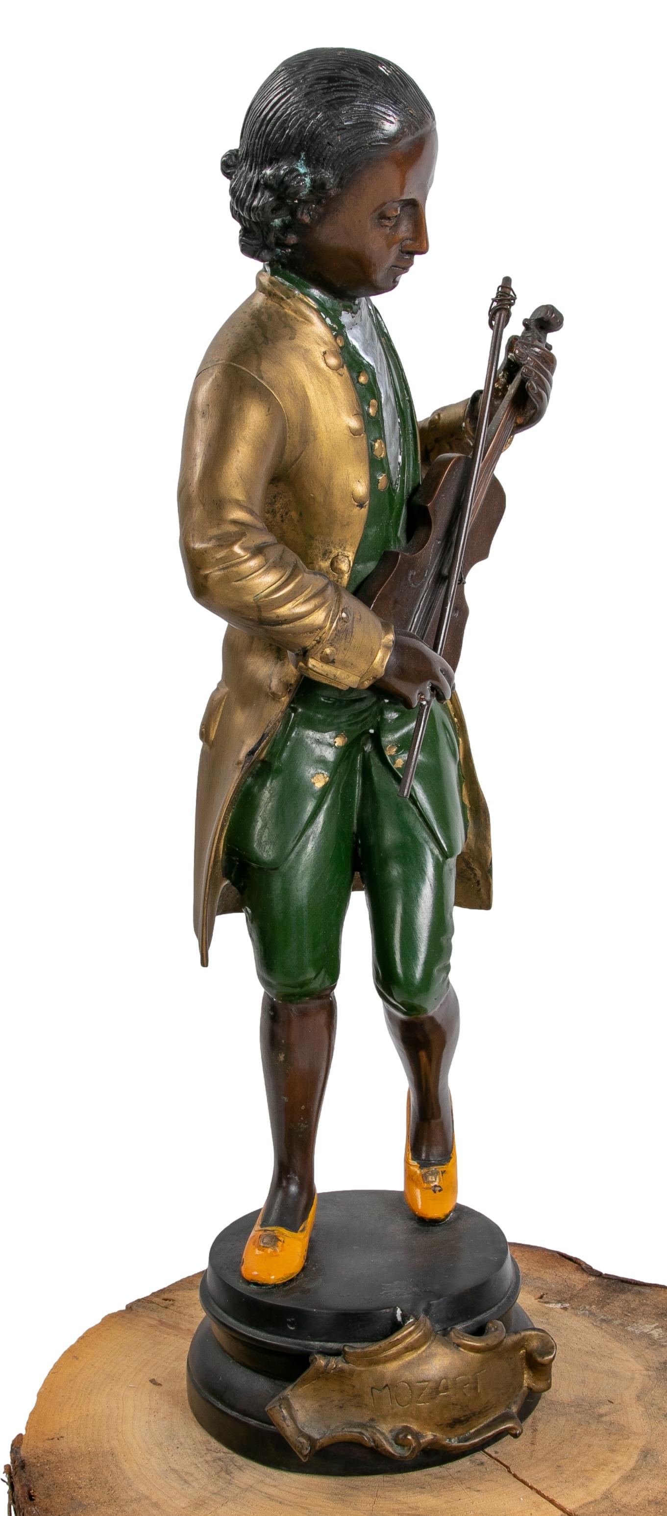 Bronze Sculpture of a Hand-Painted Musician Character In Good Condition In Marbella, ES