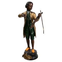 Bronze Sculpture of a Hand-Painted Musician Character