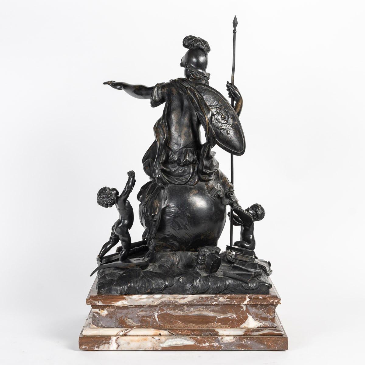 Bronze Sculpture of a Helmeted Woman Surrounded by Cherubs, Napoleon III Period. For Sale 5