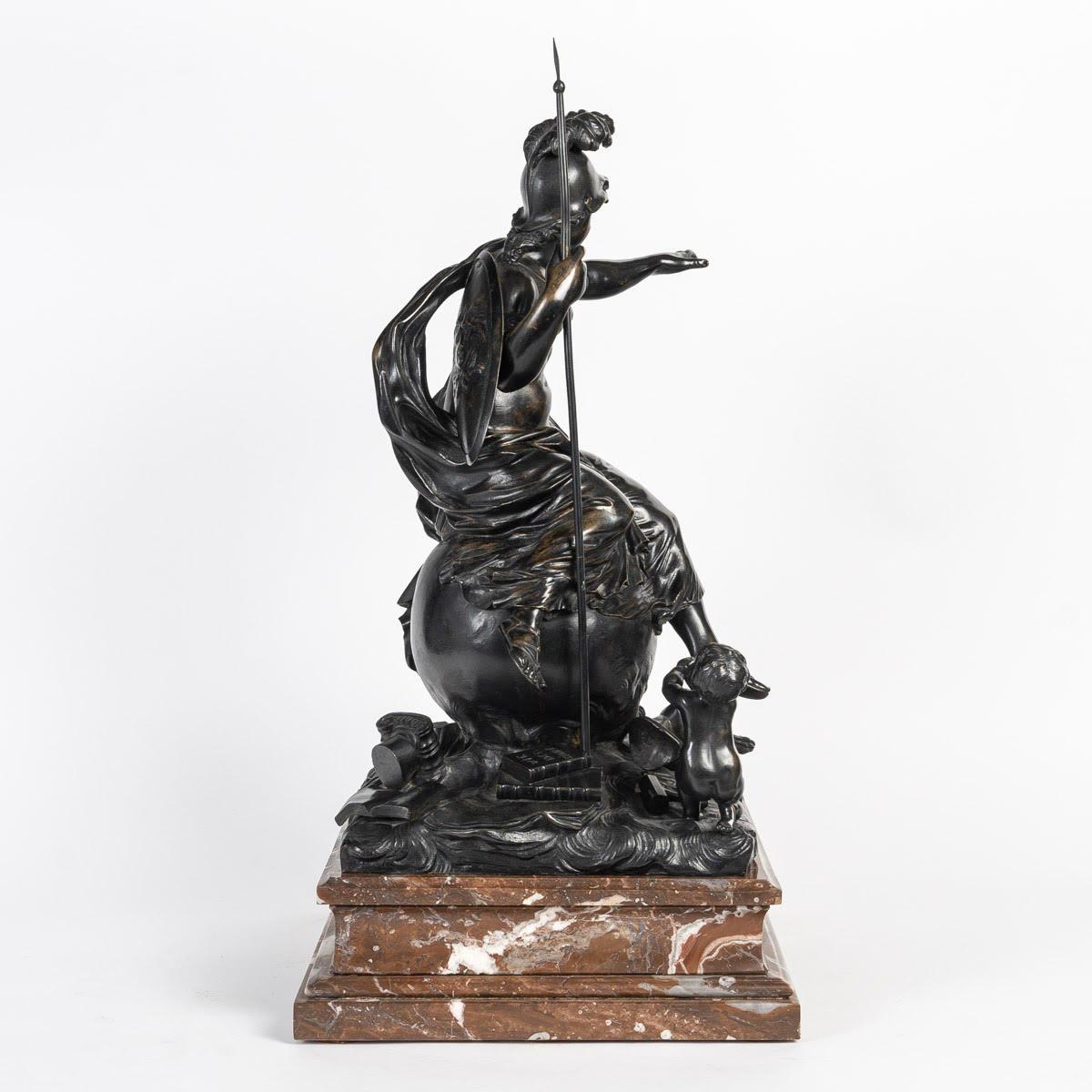 Bronze Sculpture of a Helmeted Woman Surrounded by Cherubs, Napoleon III Period. For Sale 7