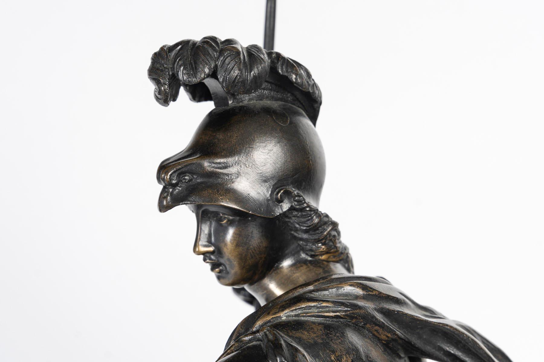 Bronze Sculpture of a Helmeted Woman Surrounded by Cherubs, Napoleon III Period. For Sale 4