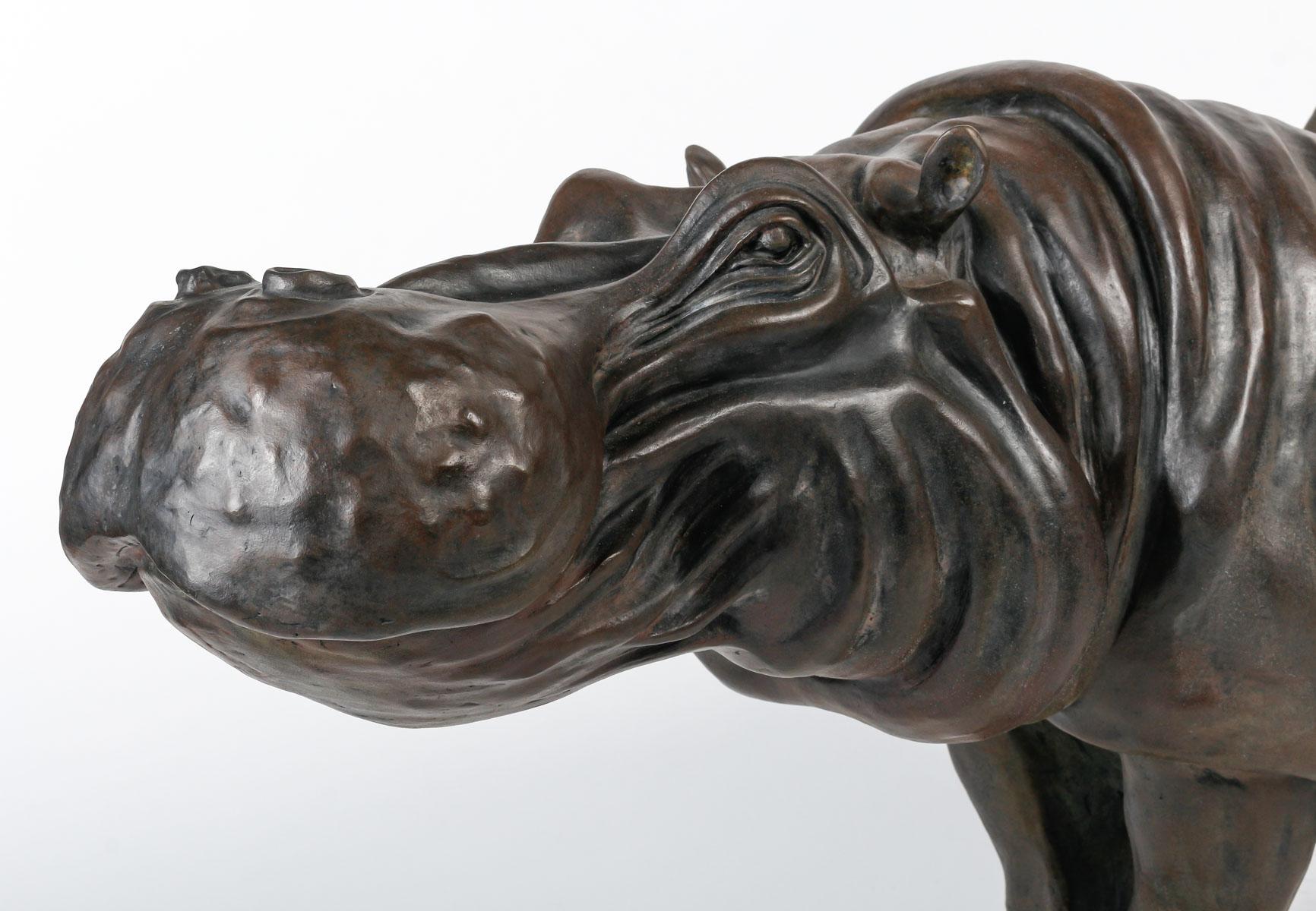 Modern Bronze Sculpture of a Hippopotamus by Artist Hadrien David.