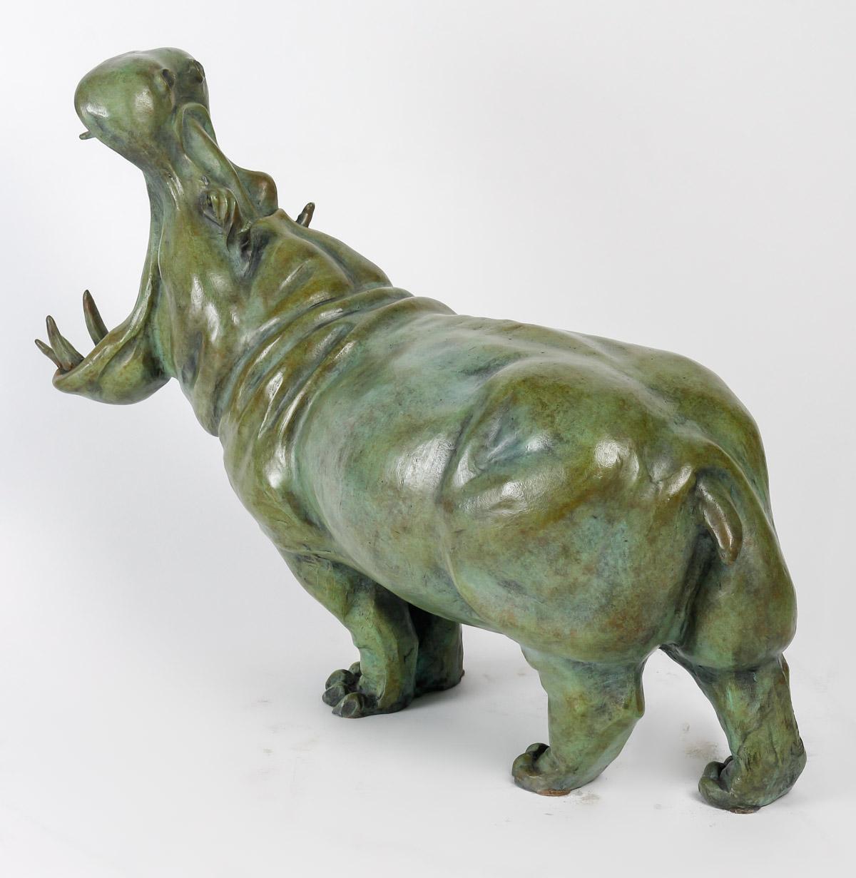 Patinated Bronze Sculpture of a Hippopotamus by Artist Hadrien David.