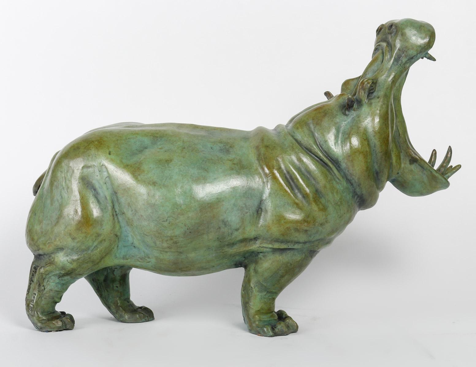 Contemporary Bronze Sculpture of a Hippopotamus by Artist Hadrien David.