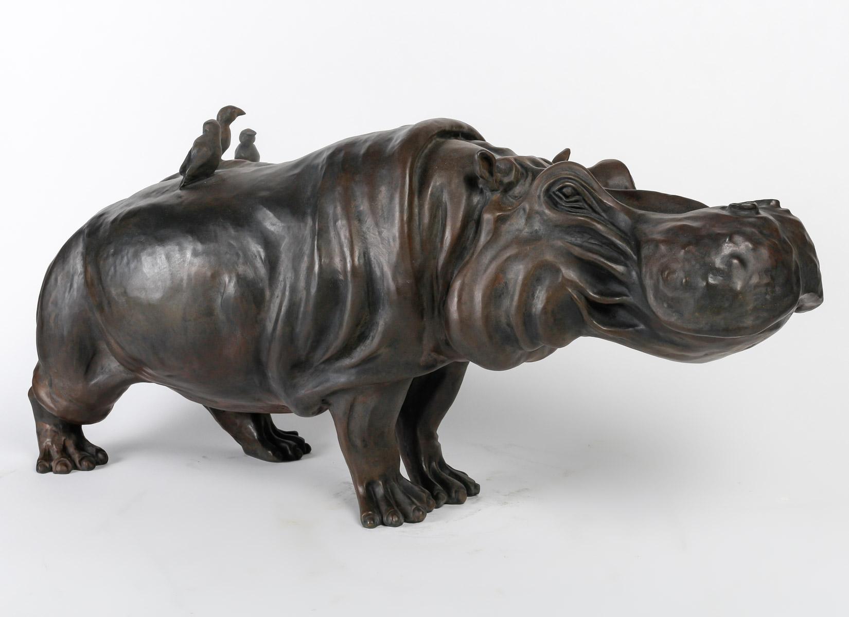 Bronze Sculpture of a Hippopotamus by Artist Hadrien David. 1