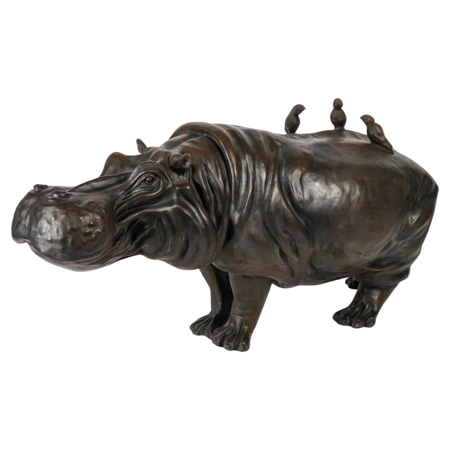 Bronze Sculpture of a Hippopotamus by Artist Hadrien David.