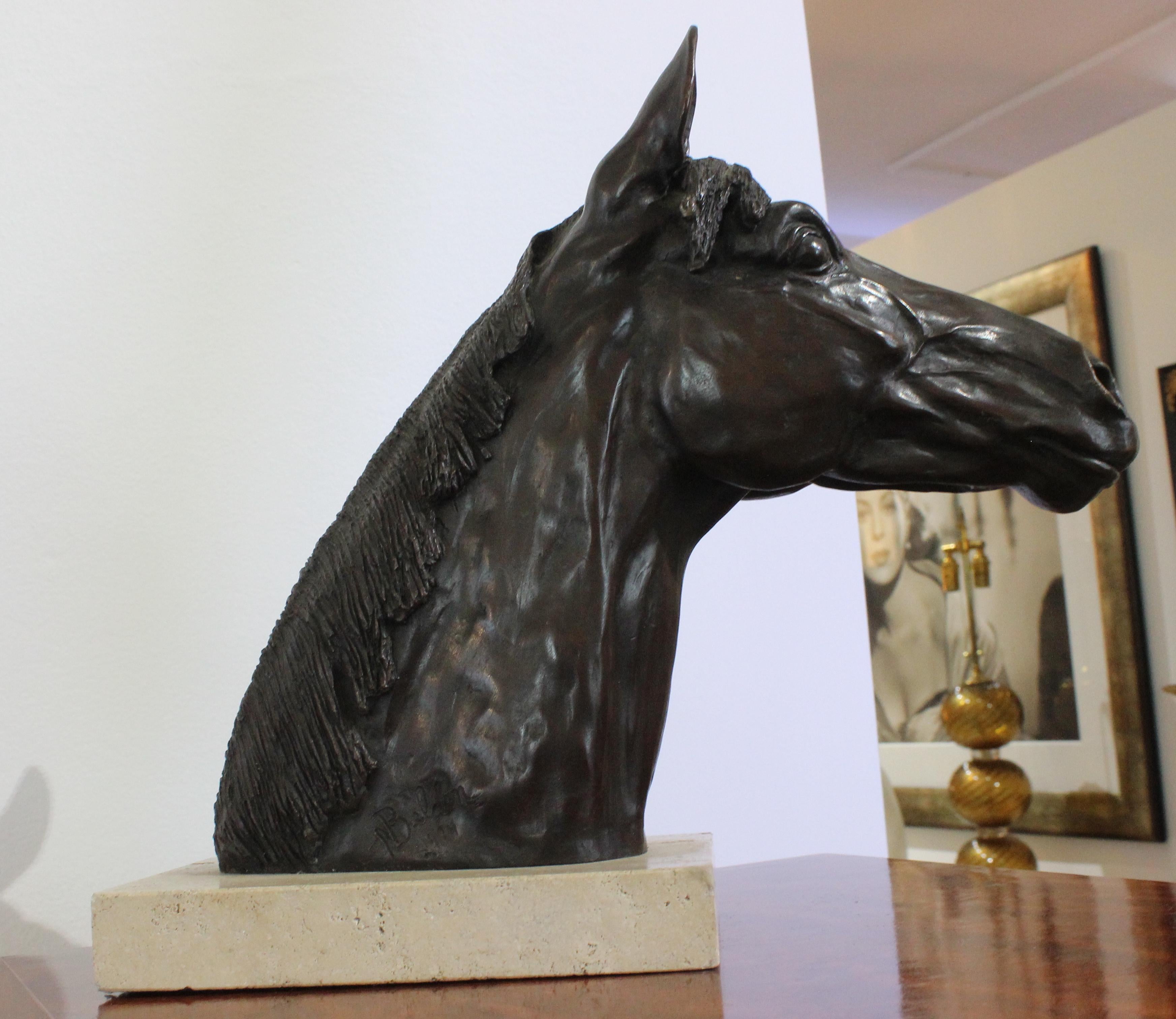 Modern Bronze Sculpture of a Horse Head by Nancy Weimer Belden For Sale