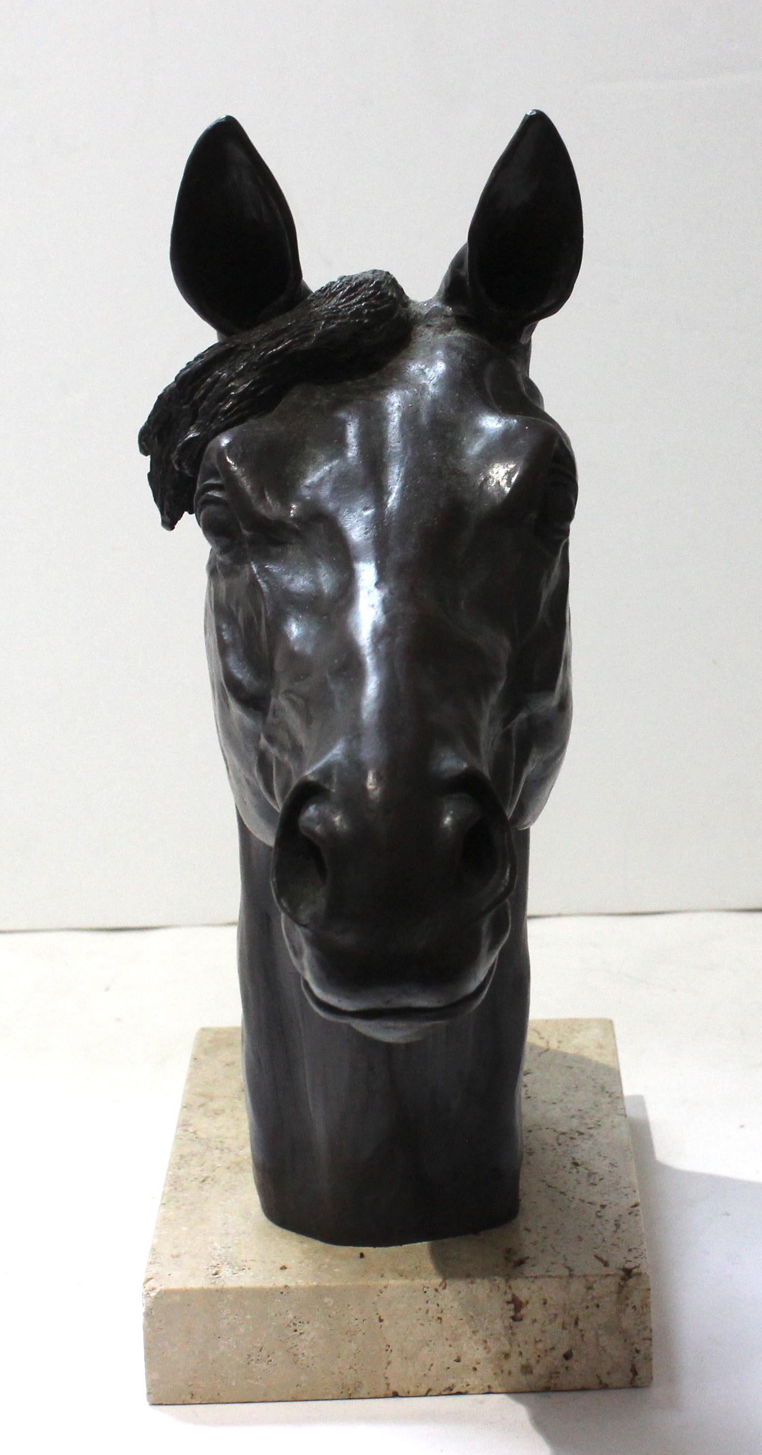 Bronze Sculpture of a Horse Head by Nancy Weimer Belden In Good Condition For Sale In West Palm Beach, FL