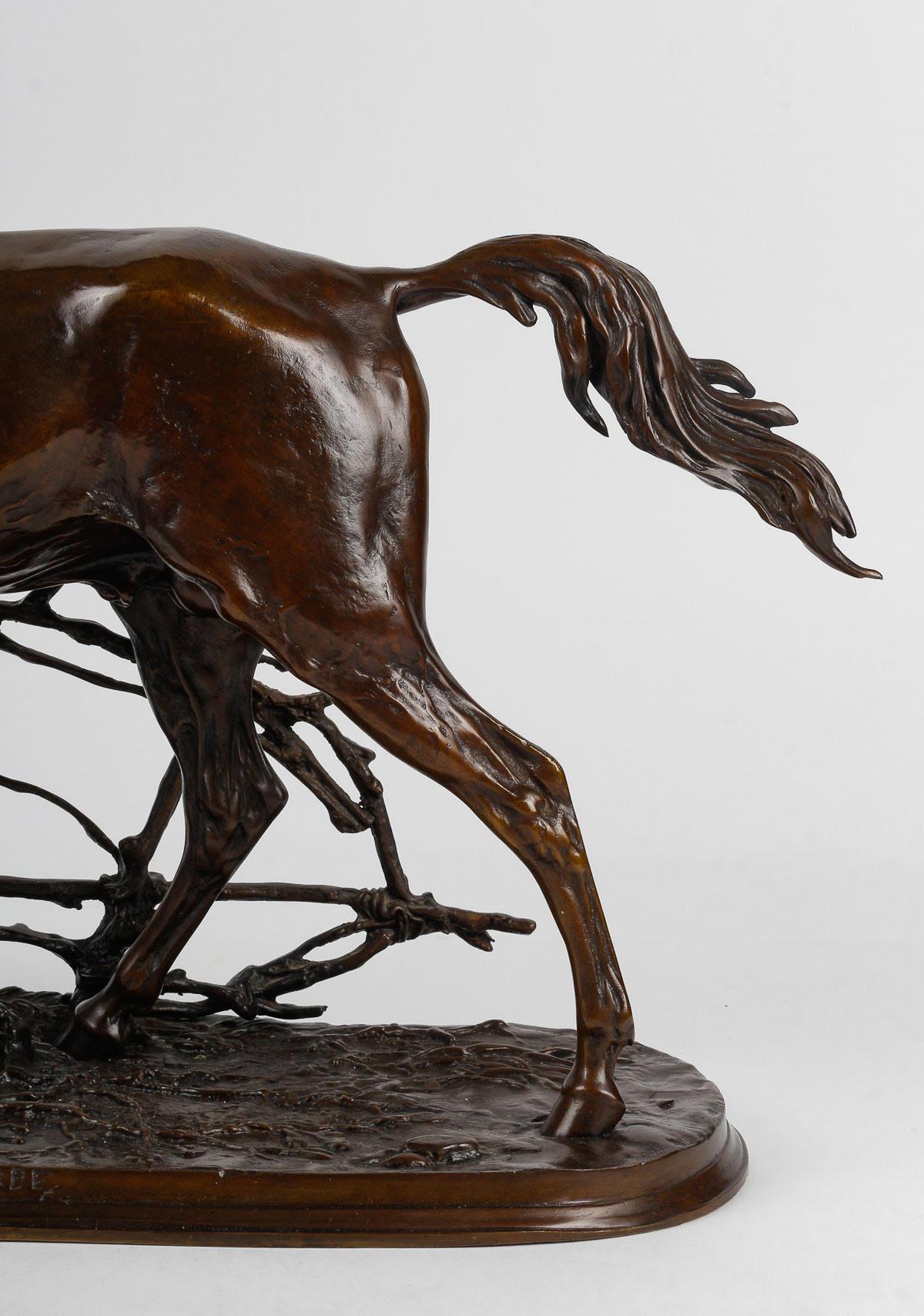 Mid-Century Modern Bronze Sculpture of a Horse in its Enclosure, 20th Century.