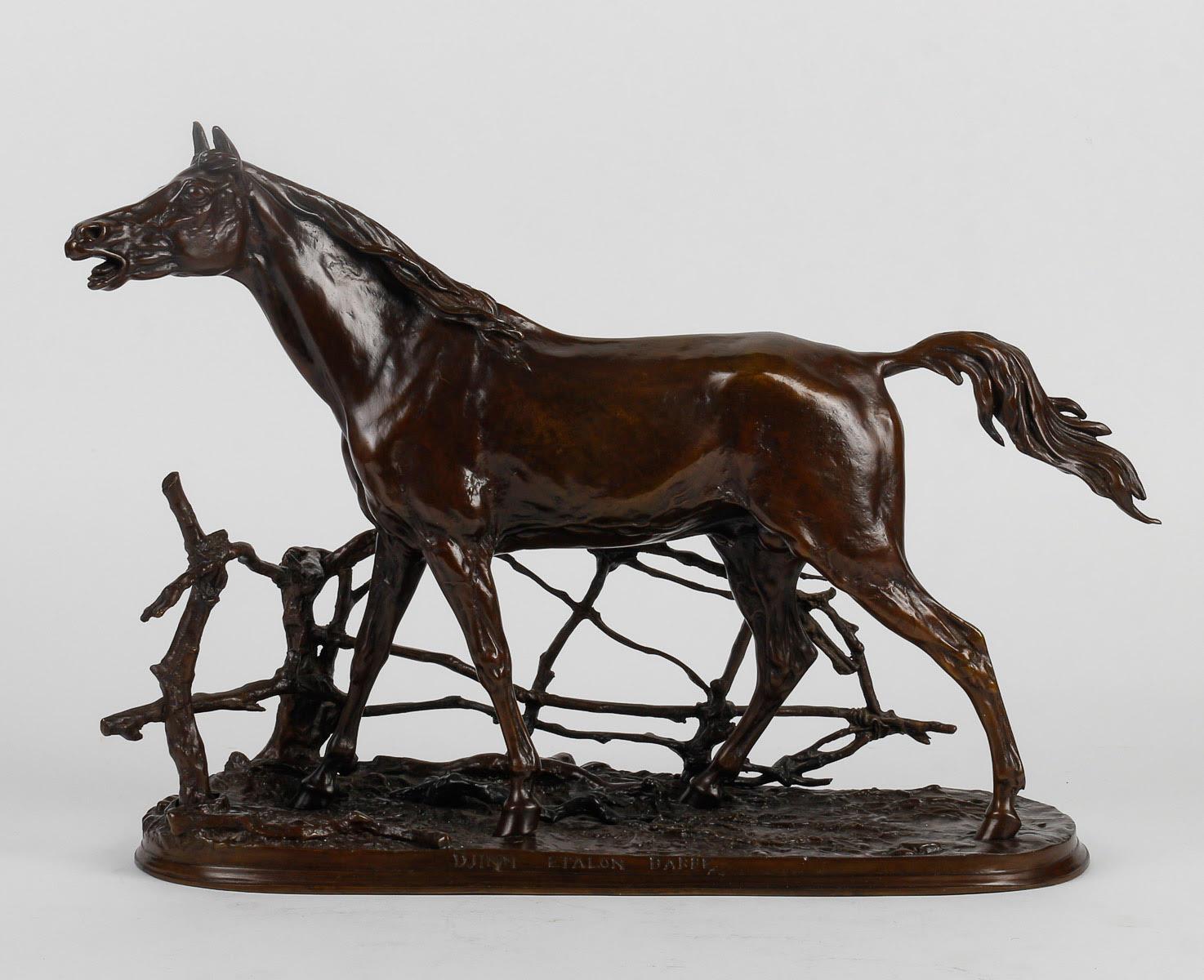 French Bronze Sculpture of a Horse in its Enclosure, 20th Century.