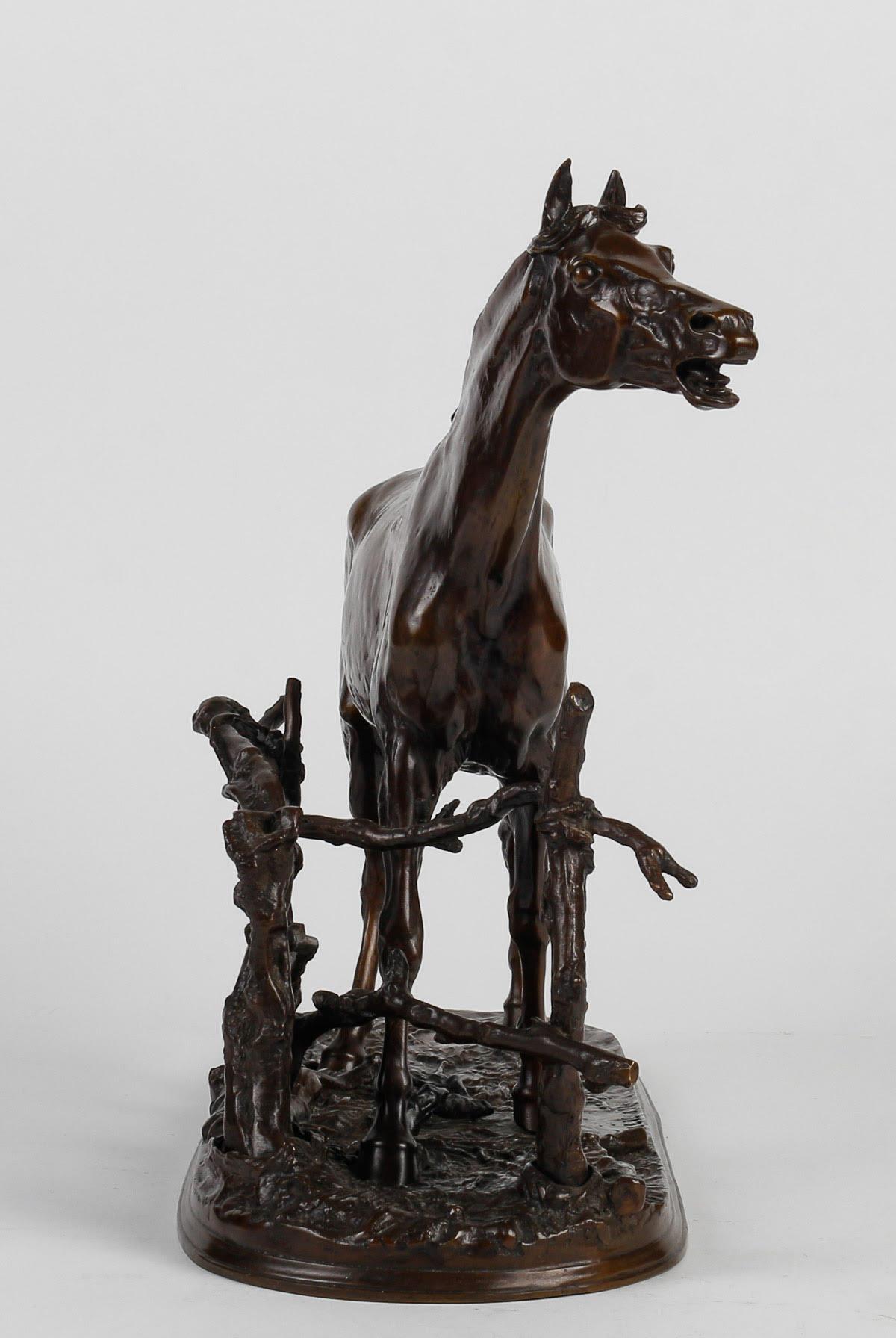 Bronze Sculpture of a Horse in its Enclosure, 20th Century. 1