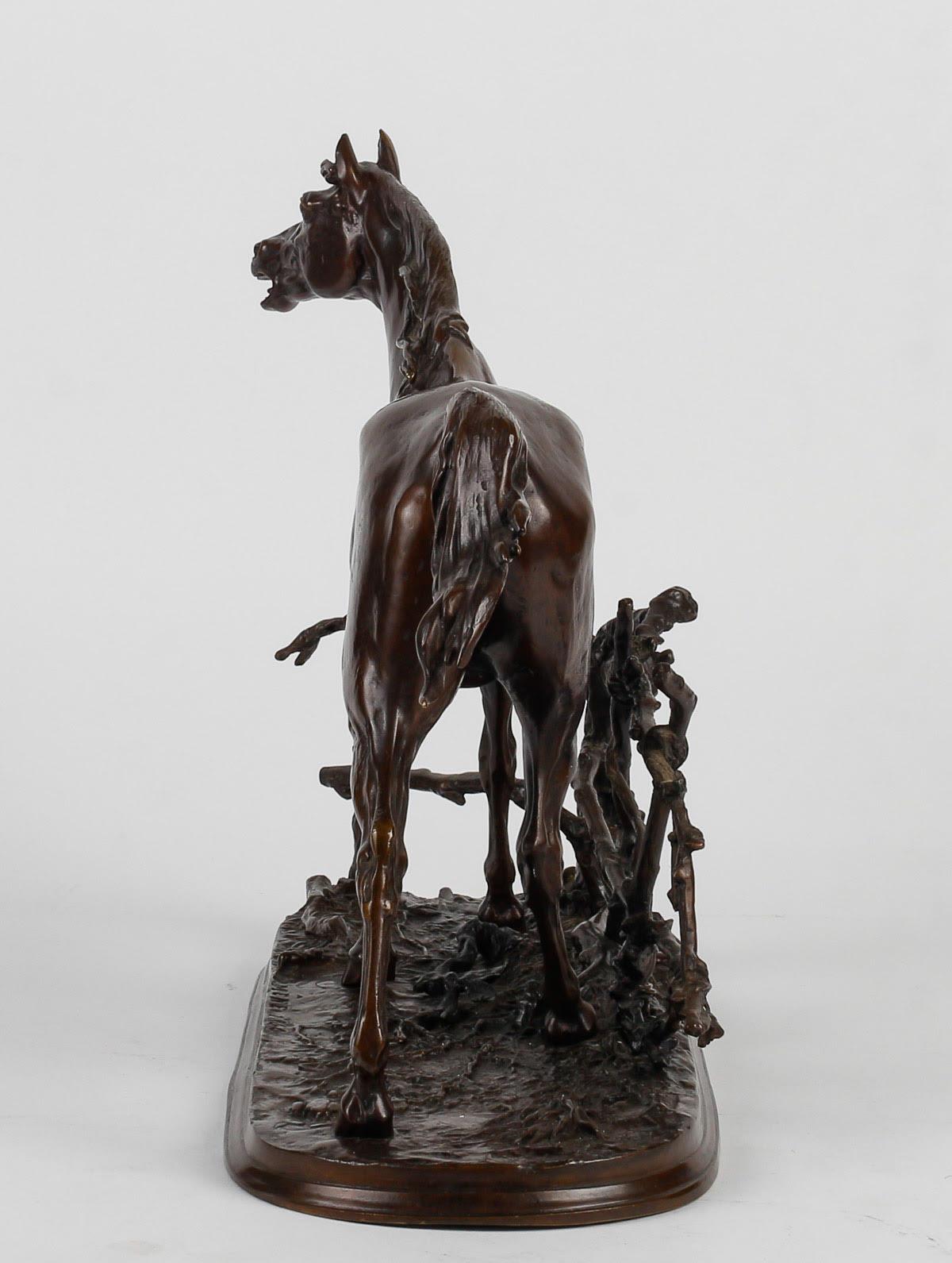 Bronze Sculpture of a Horse in its Enclosure, 20th Century. 3