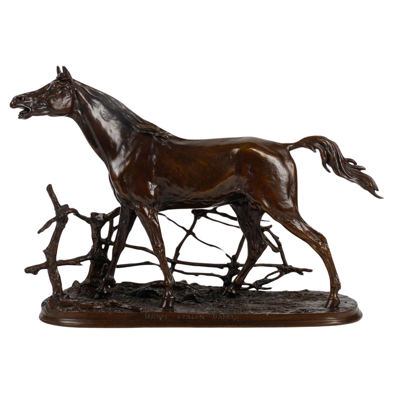Bronze Sculpture of a Horse in its Enclosure, 20th Century.