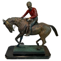 Bronze Sculpture of a Jockey and His Horse After Pierre Jules Mene