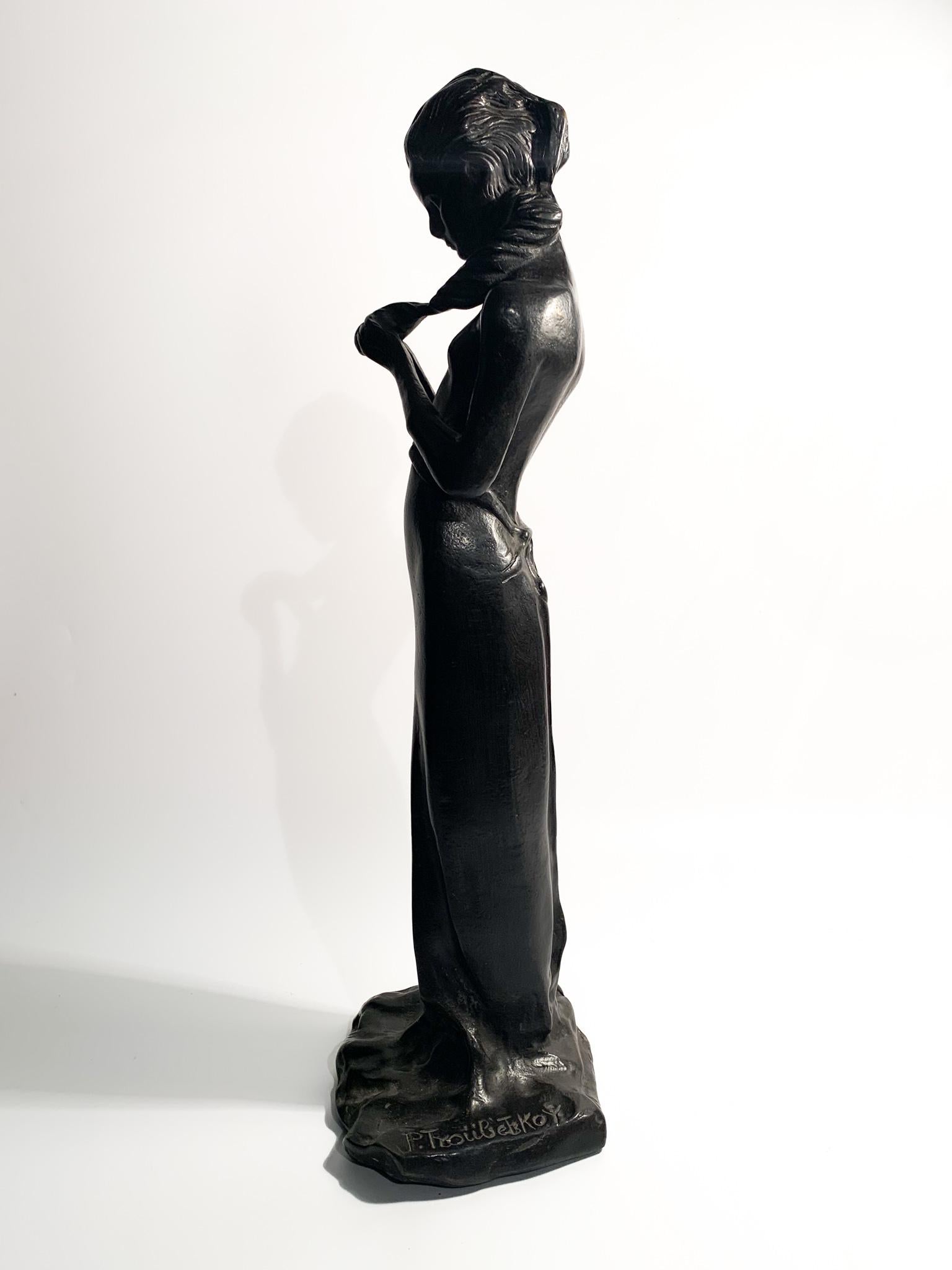 Bronze Sculpture of a Lady by Paolo Troubetskoy, Early Twentieth Century 11