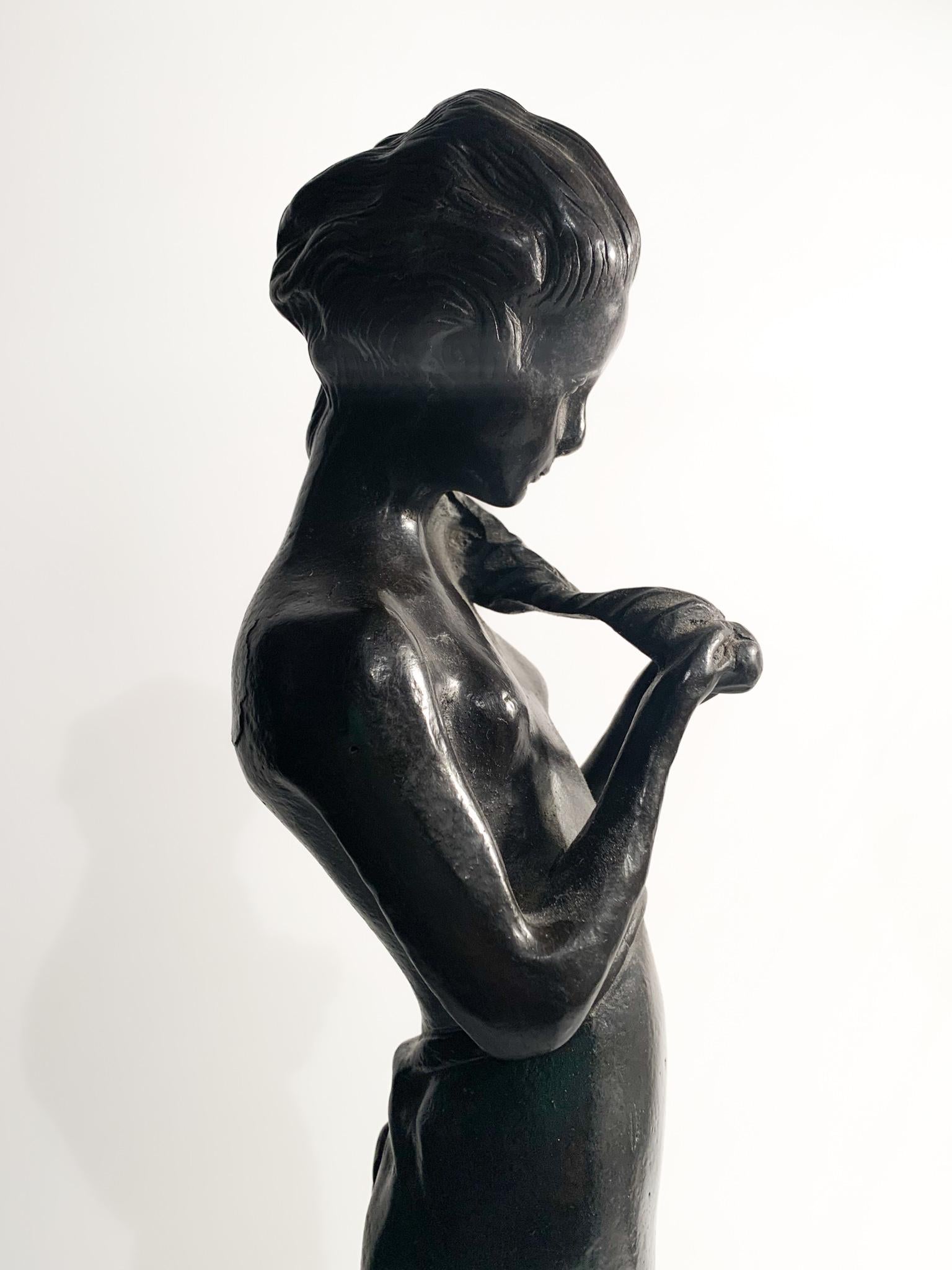 Italian Bronze Sculpture of a Lady by Paolo Troubetskoy, Early Twentieth Century