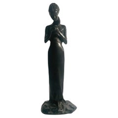 Antique Bronze Sculpture of a Lady by Paolo Troubetskoy, Early Twentieth Century