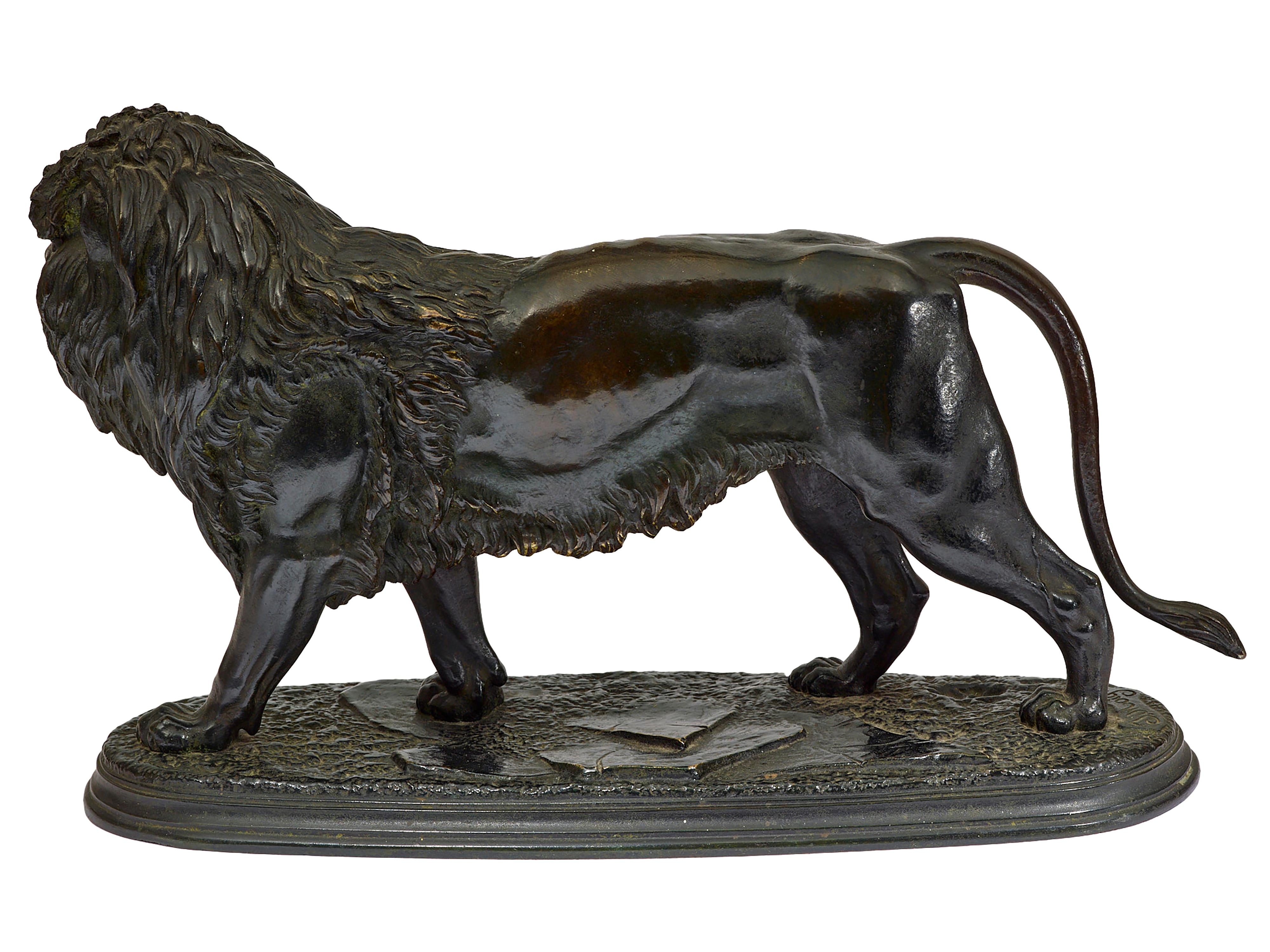 Bronze sculpture of a lion
Original bronze casting of a lion marked ’J. Moigniez’ to base. W 36cm, h 20cm, d 12.5cm. Circa 1880.