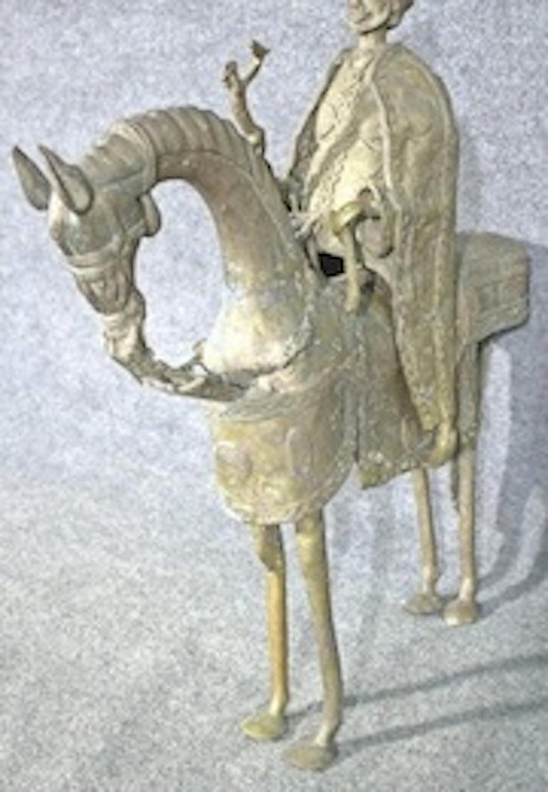 Bronze Sculpture of a Man on Horse In Good Condition For Sale In Brooklyn, NY