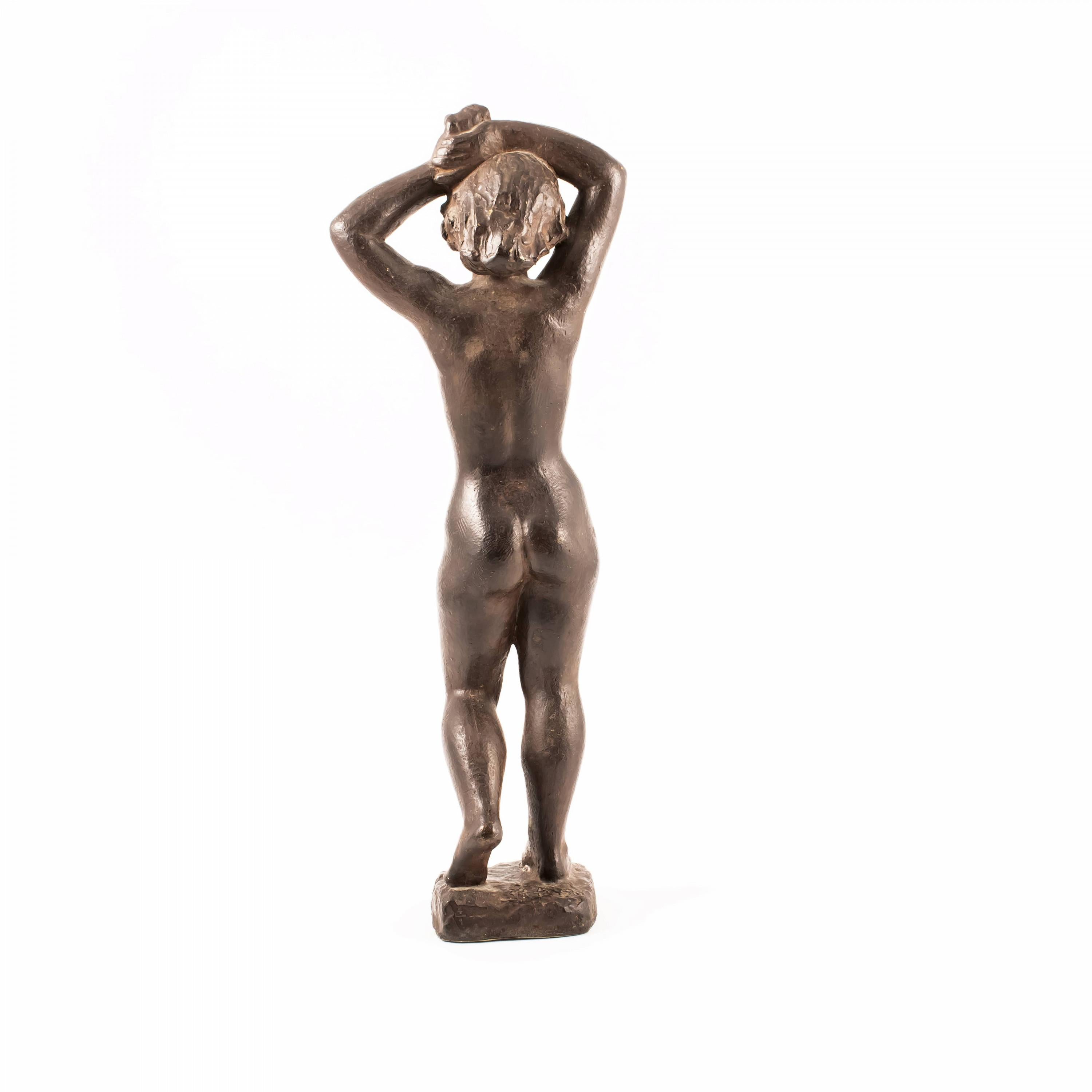 Patinated Bronze Sculpture Of a Nude Standing Woman