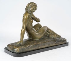 Bronzeskulptur einer nackten Frau, signiert Cipriani, frühes 20. Jahrhundert.