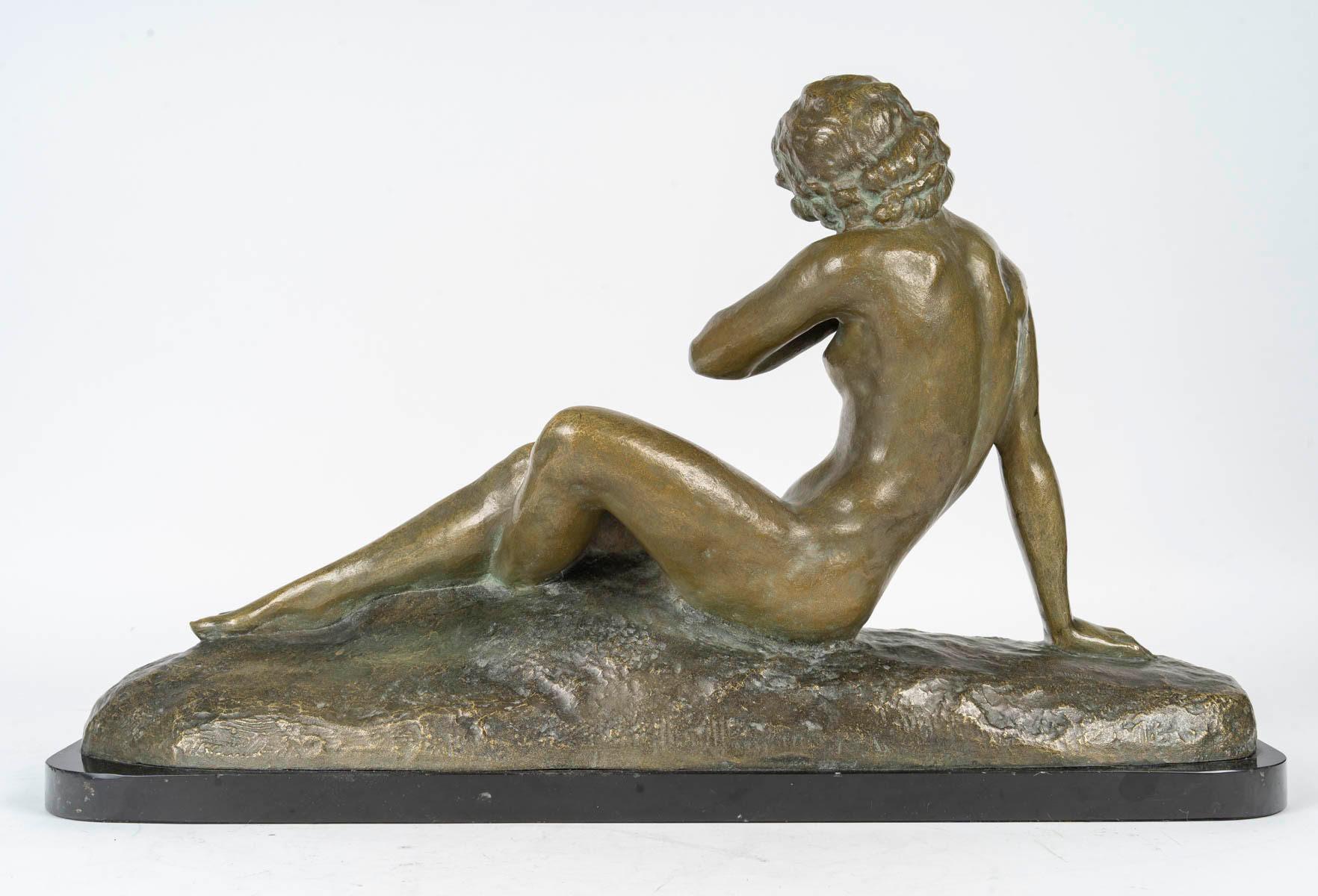 European Bronze Sculpture of a Nude Woman, Signed Cipriani, Early 20th Century. For Sale