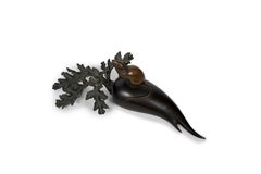 Bronze sculpture of a rat standing on a radish (Okimono)