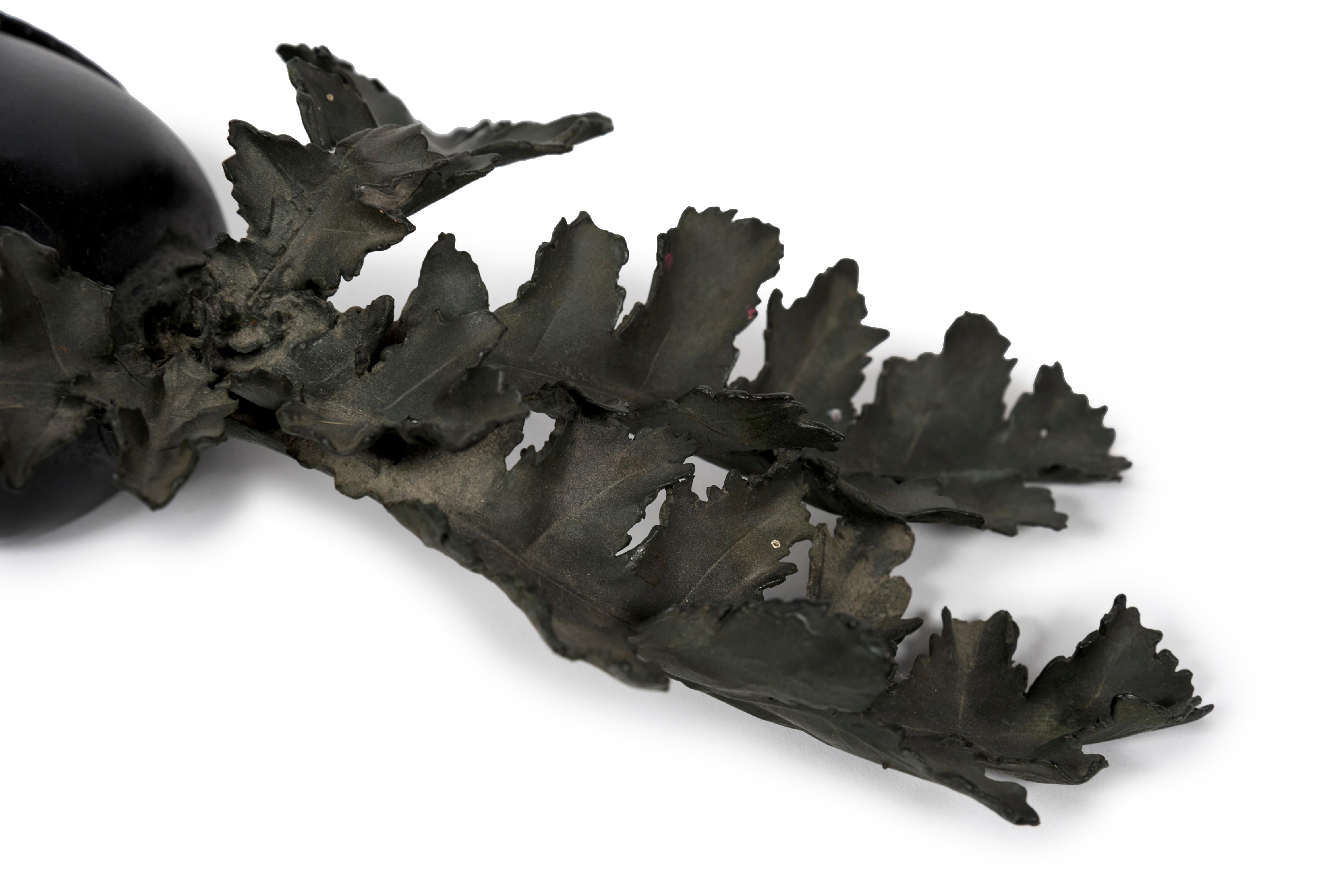 Cast Bronze sculpture of a rat standing on a radish (Okimono) For Sale
