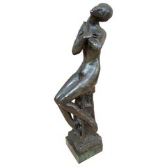 Bronze Sculpture of a Reclining Female Nude