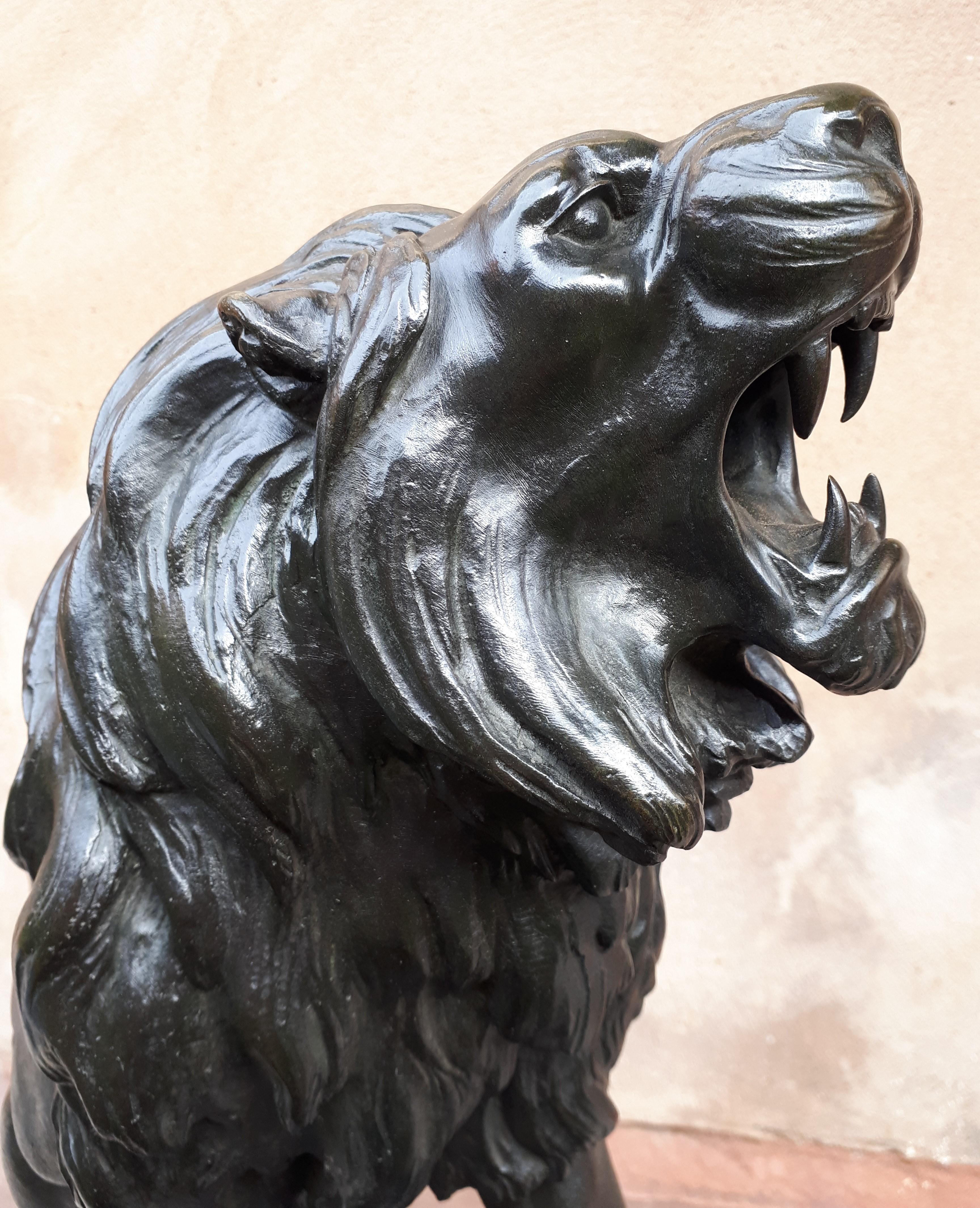 Bronze Sculpture Of A Roaring Lion, By Léon Bureau For Sale 2