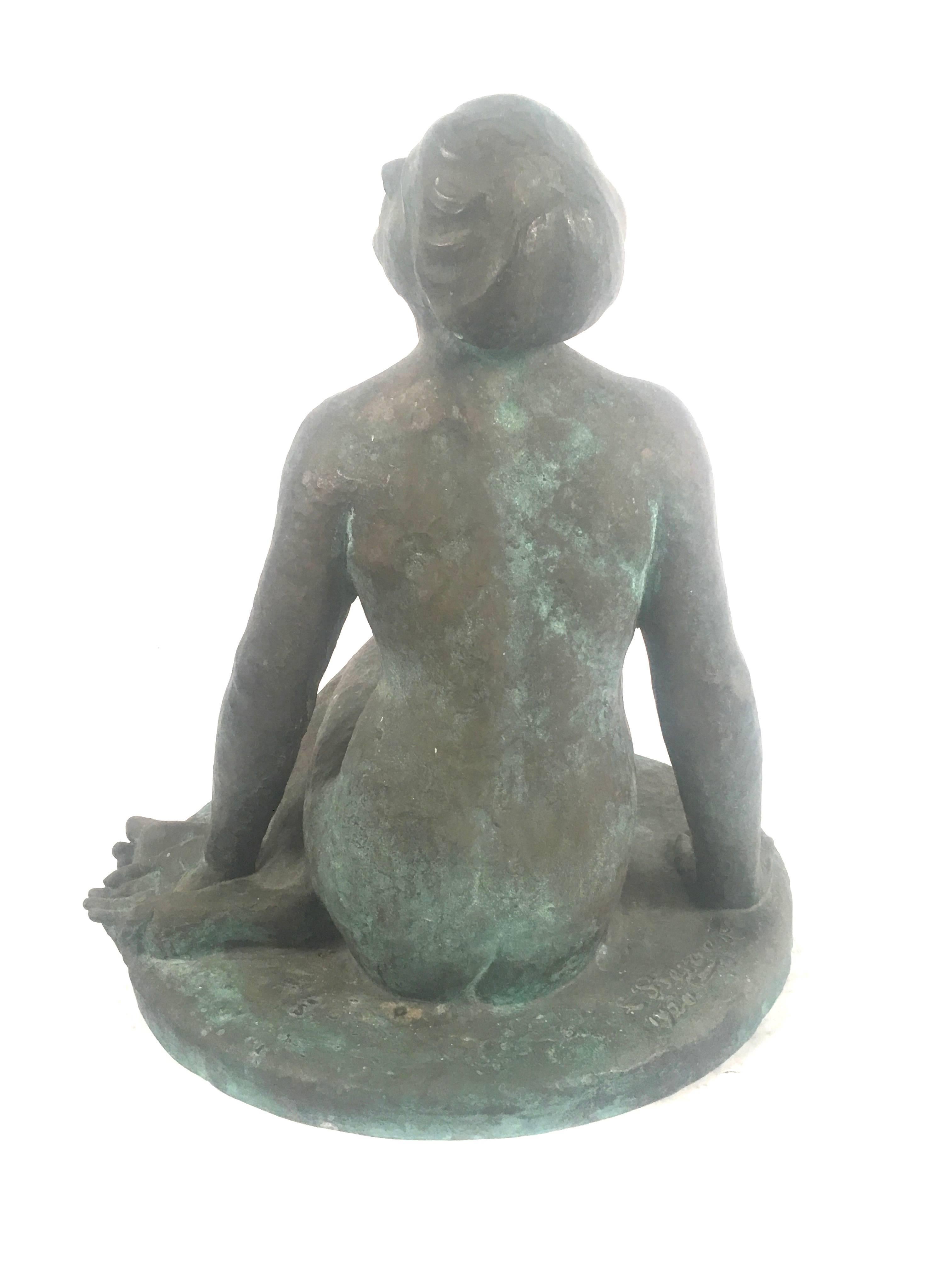 Bronze Sculpture of a Seated Nude Woman by Leo Berger In Good Condition In Essex, MA