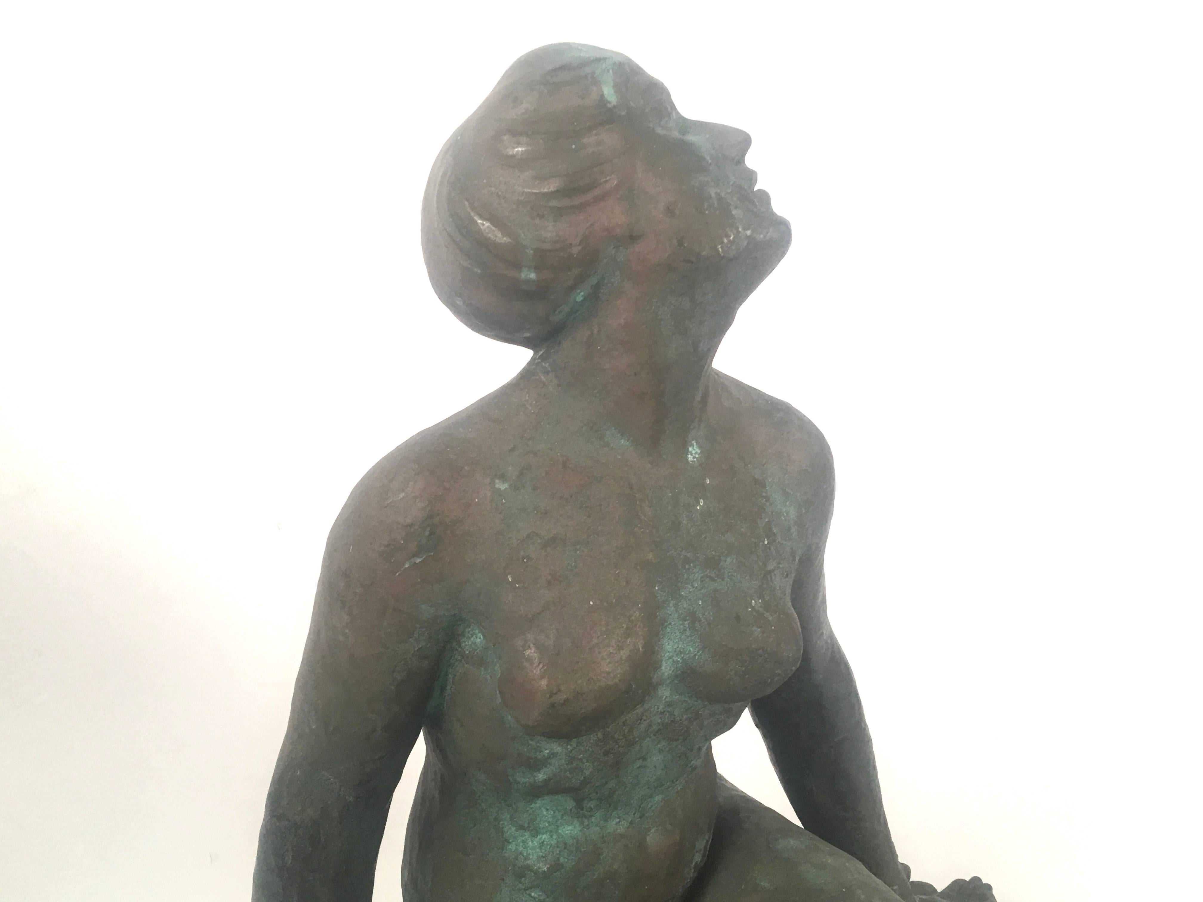 Early 20th Century Bronze Sculpture of a Seated Nude Woman by Leo Berger