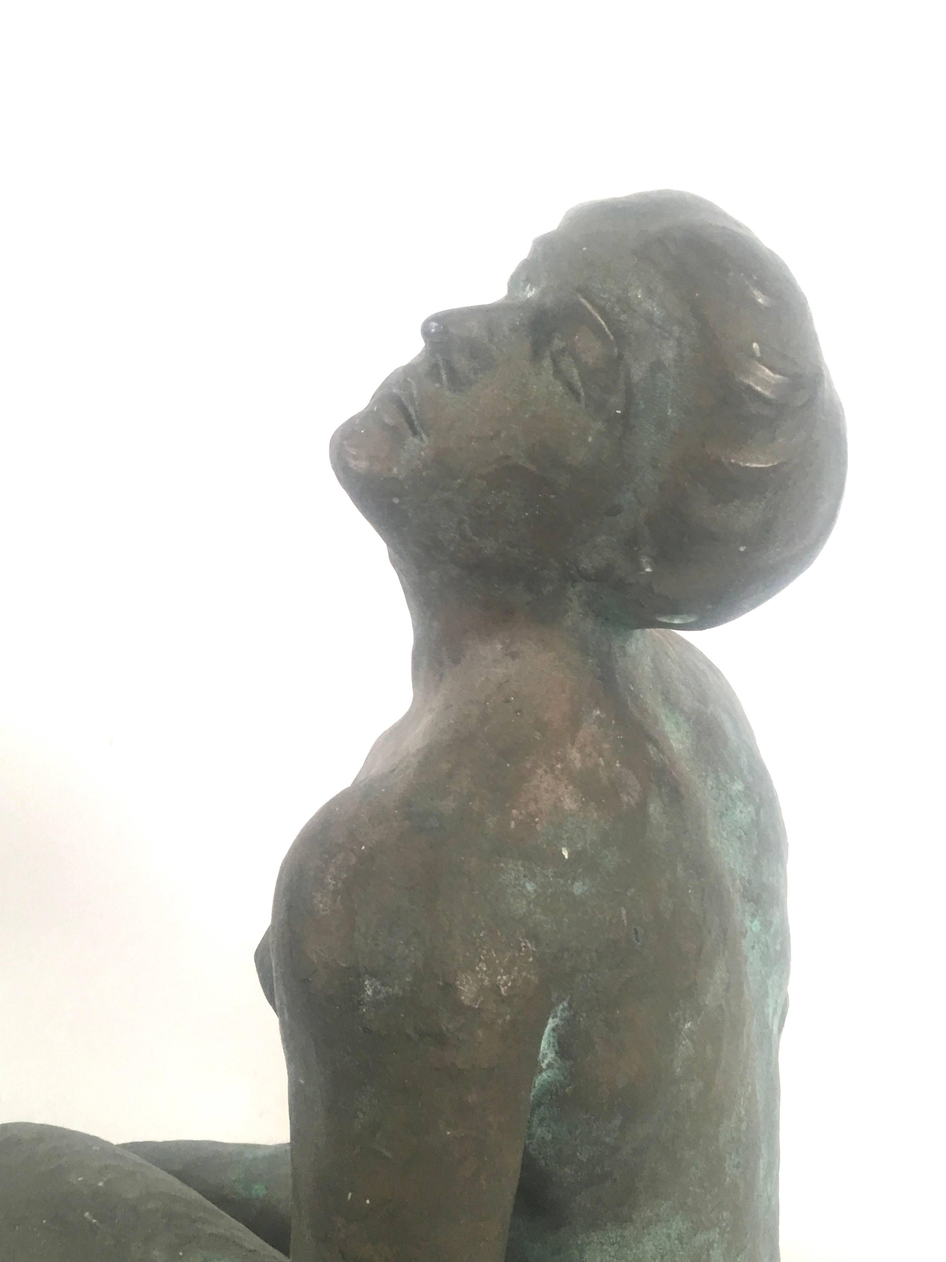 Bronze Sculpture of a Seated Nude Woman by Leo Berger 1