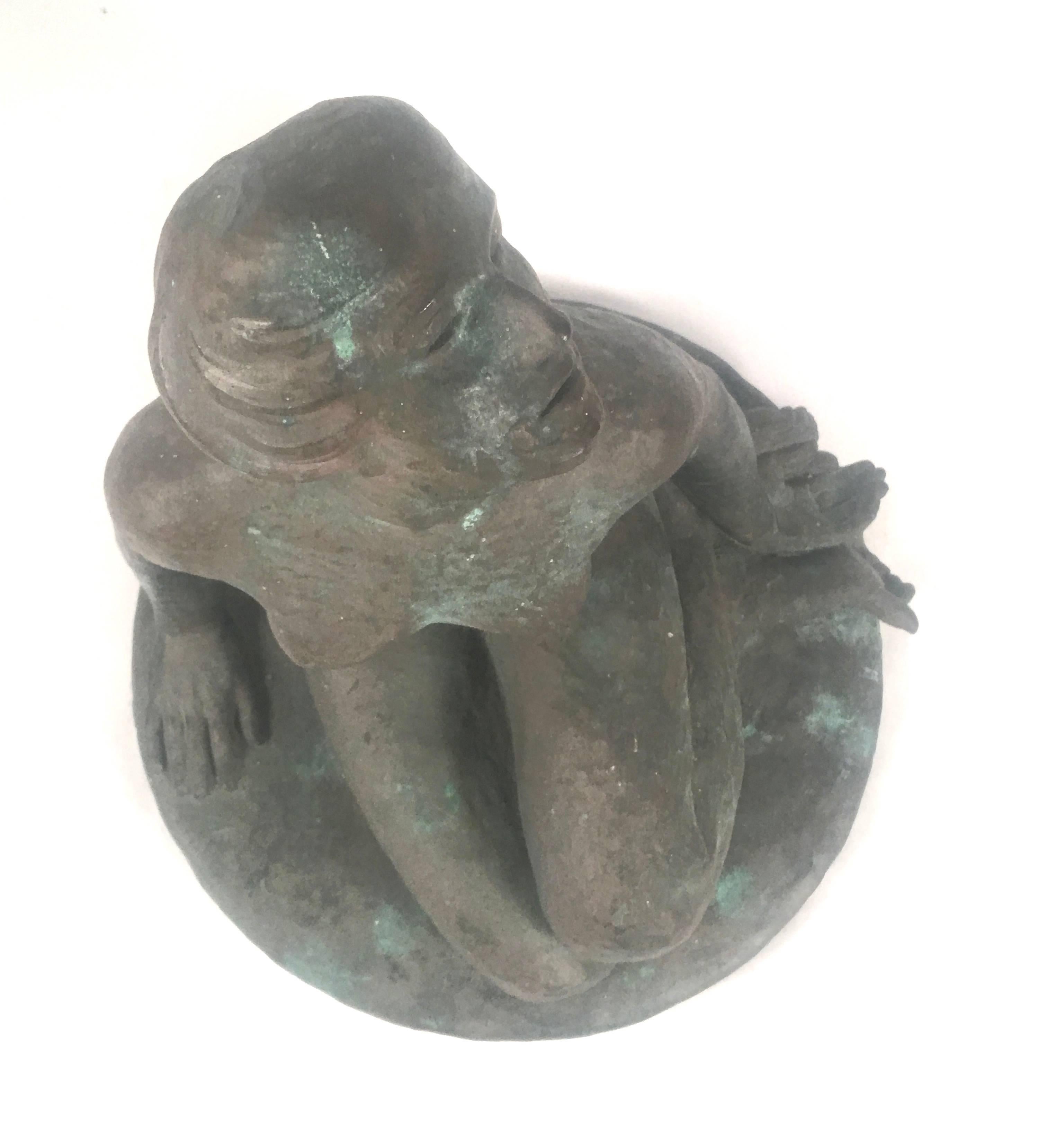 Bronze Sculpture of a Seated Nude Woman by Leo Berger 2