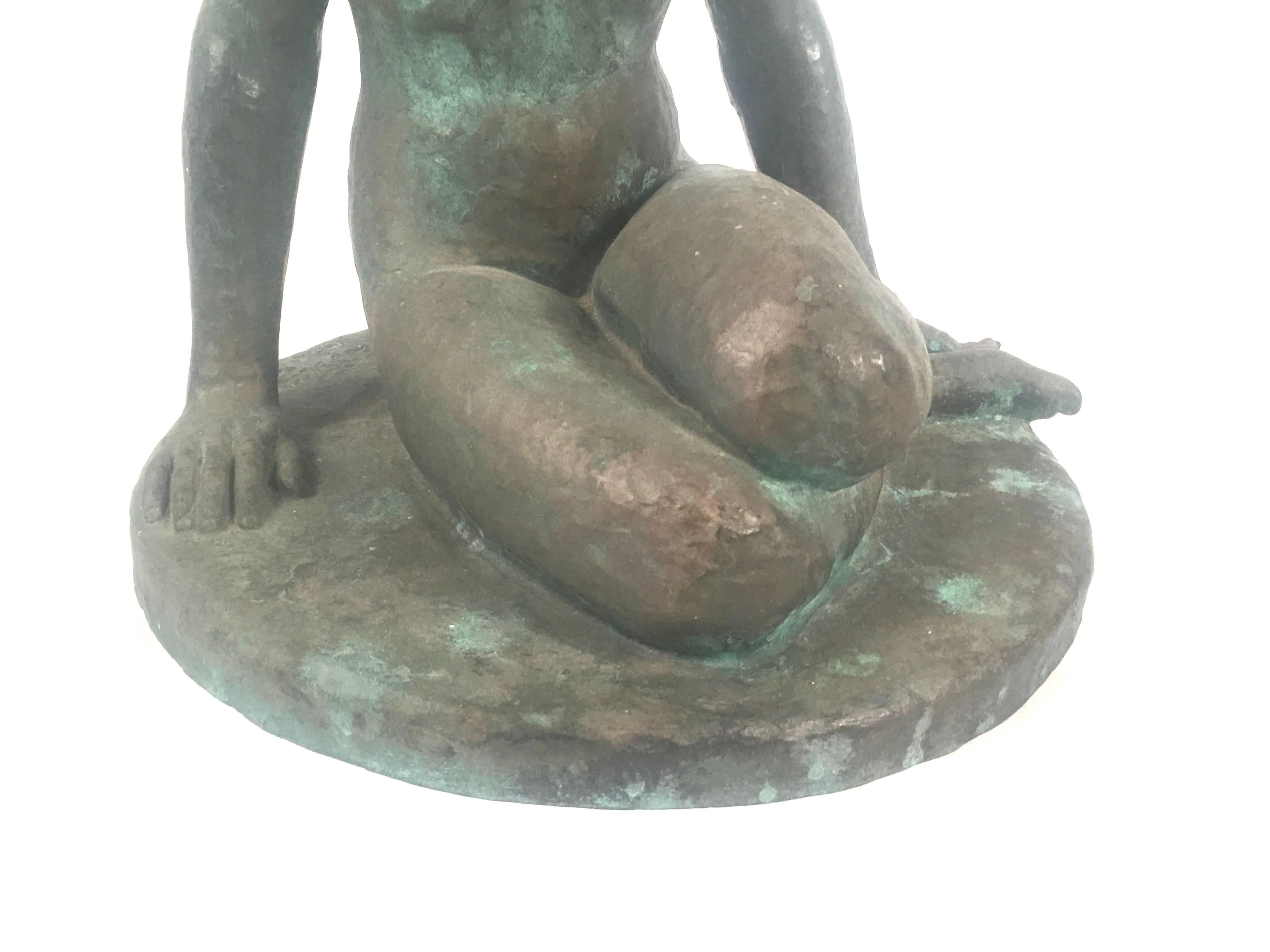 Bronze Sculpture of a Seated Nude Woman by Leo Berger 3
