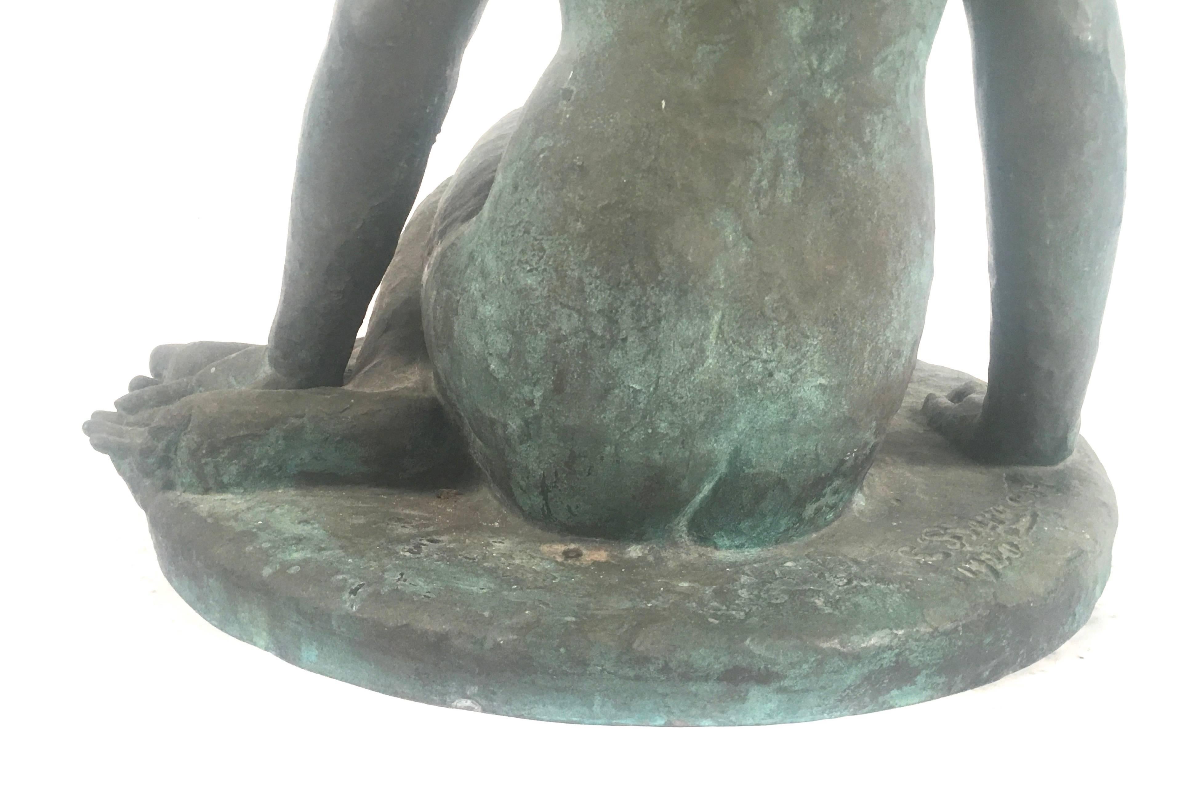 Bronze Sculpture of a Seated Nude Woman by Leo Berger 4