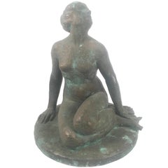 Bronze Sculpture of a Seated Nude Woman by Leo Berger