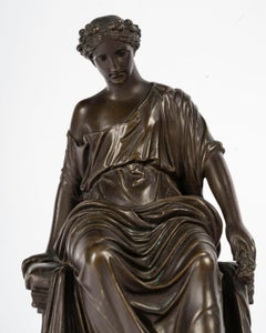 Bronze Sculpture of a Seated Woman, Stamped by Barbedienne, Napoleon III.