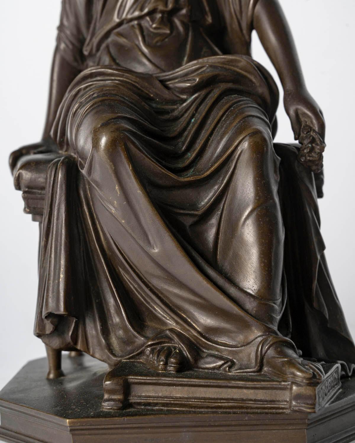 Francese Scultura in bronzo di una donna seduta, timbrata da Barbedienne, Napoleone III. in vendita