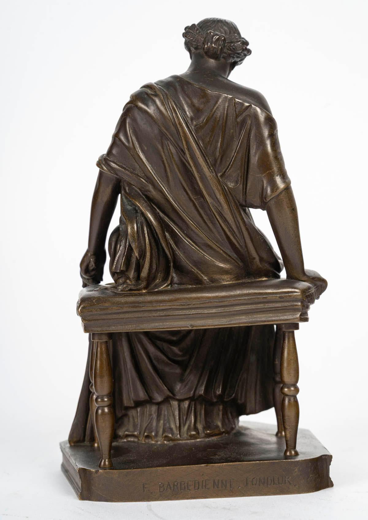 Bronzo Scultura in bronzo di una donna seduta, timbrata da Barbedienne, Napoleone III. in vendita
